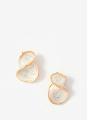 Gold Tone Pearlescent Wave Earrings