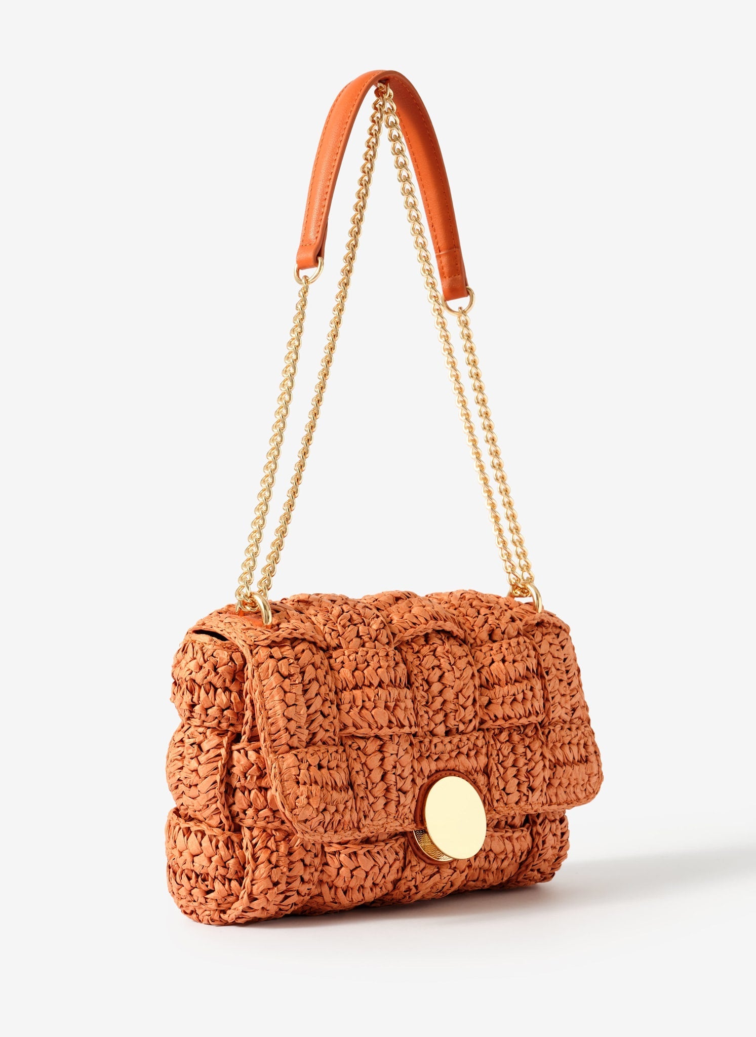 Pia Orange Woven Crossbody Bag