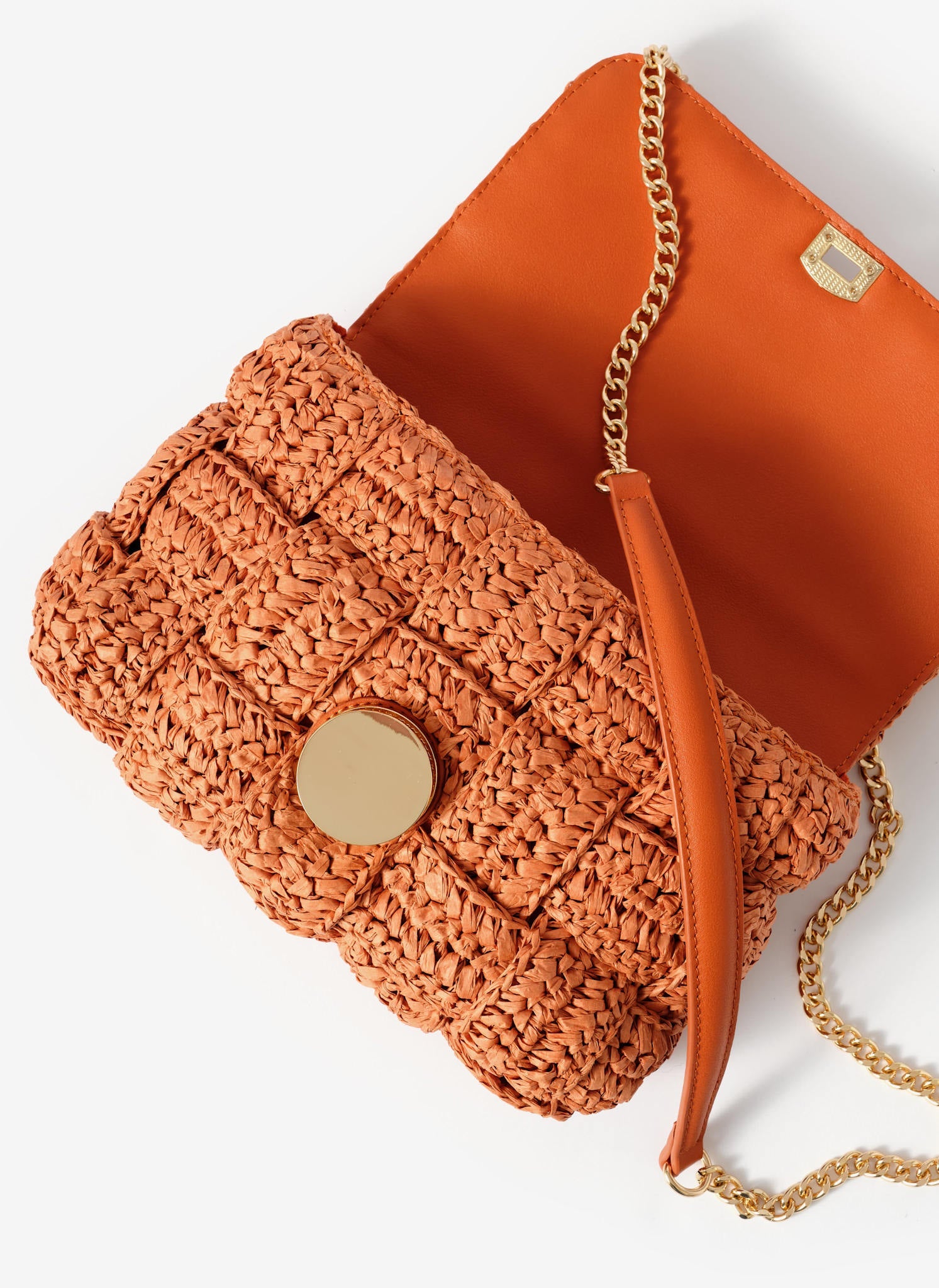 Pia Orange Woven Crossbody Bag