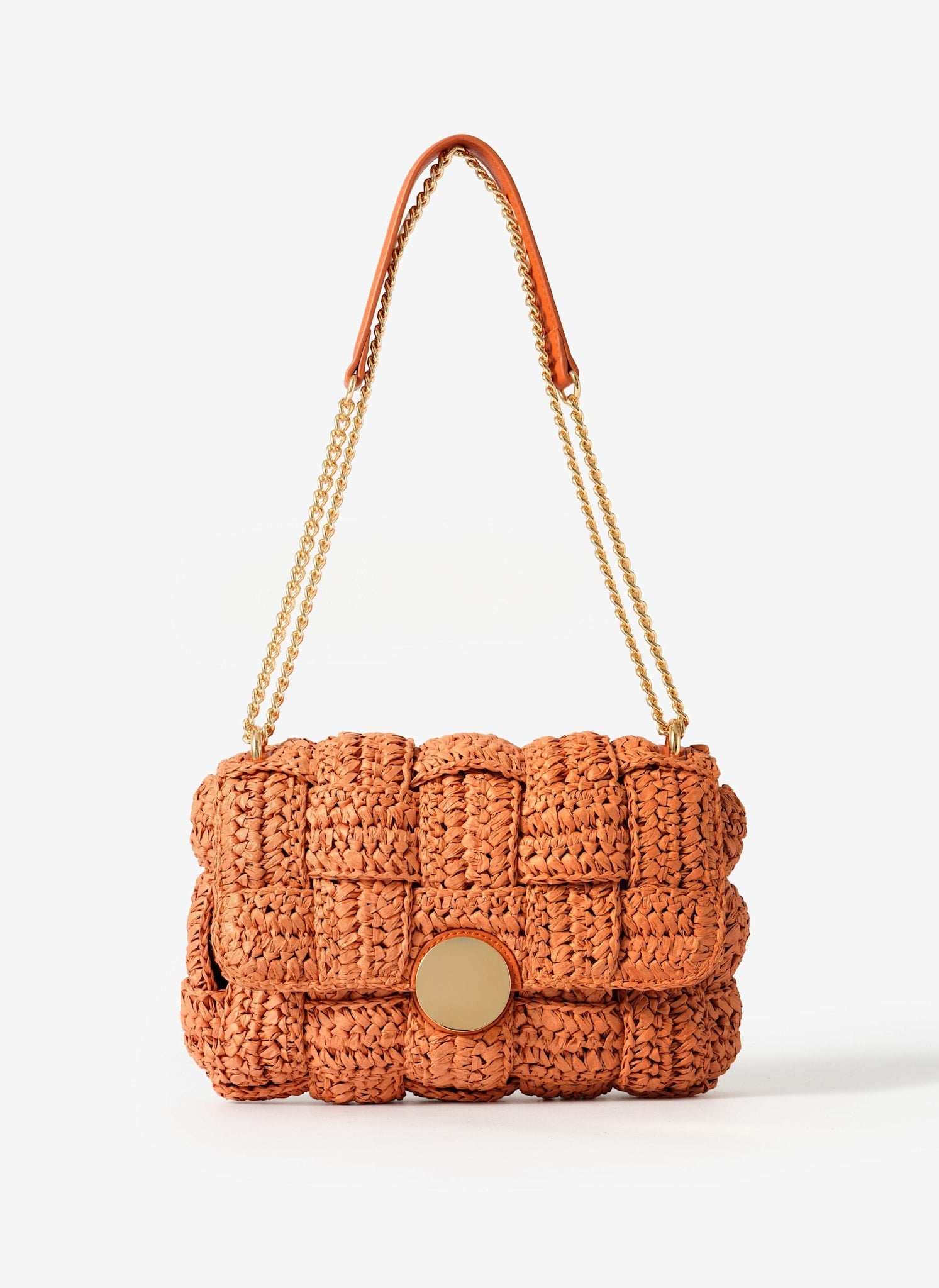 Pia Orange Woven Crossbody Bag