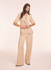 Neutral Pinstripe Short Sleeve Blazer