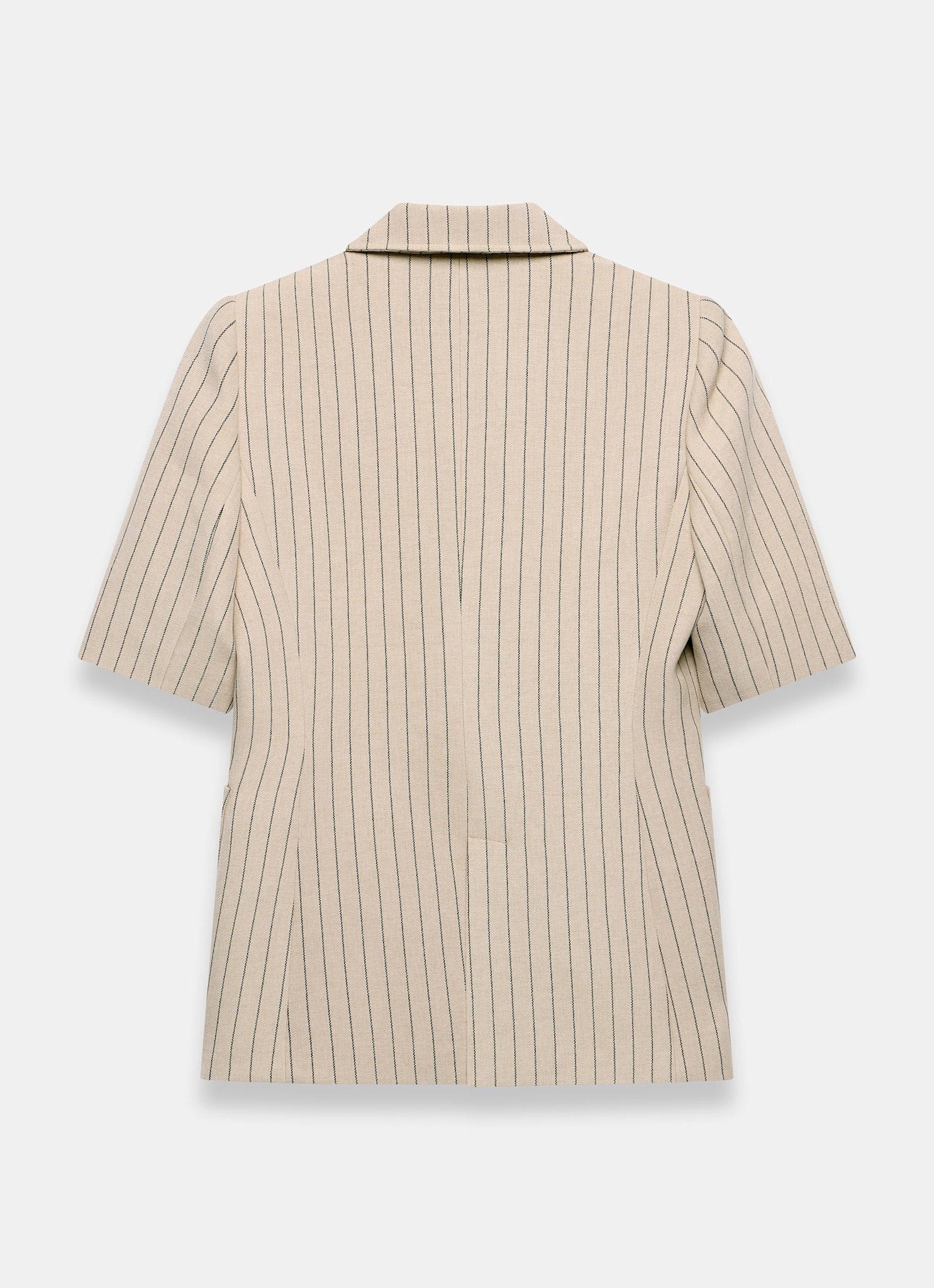 Neutral Pinstripe Short Sleeve Blazer