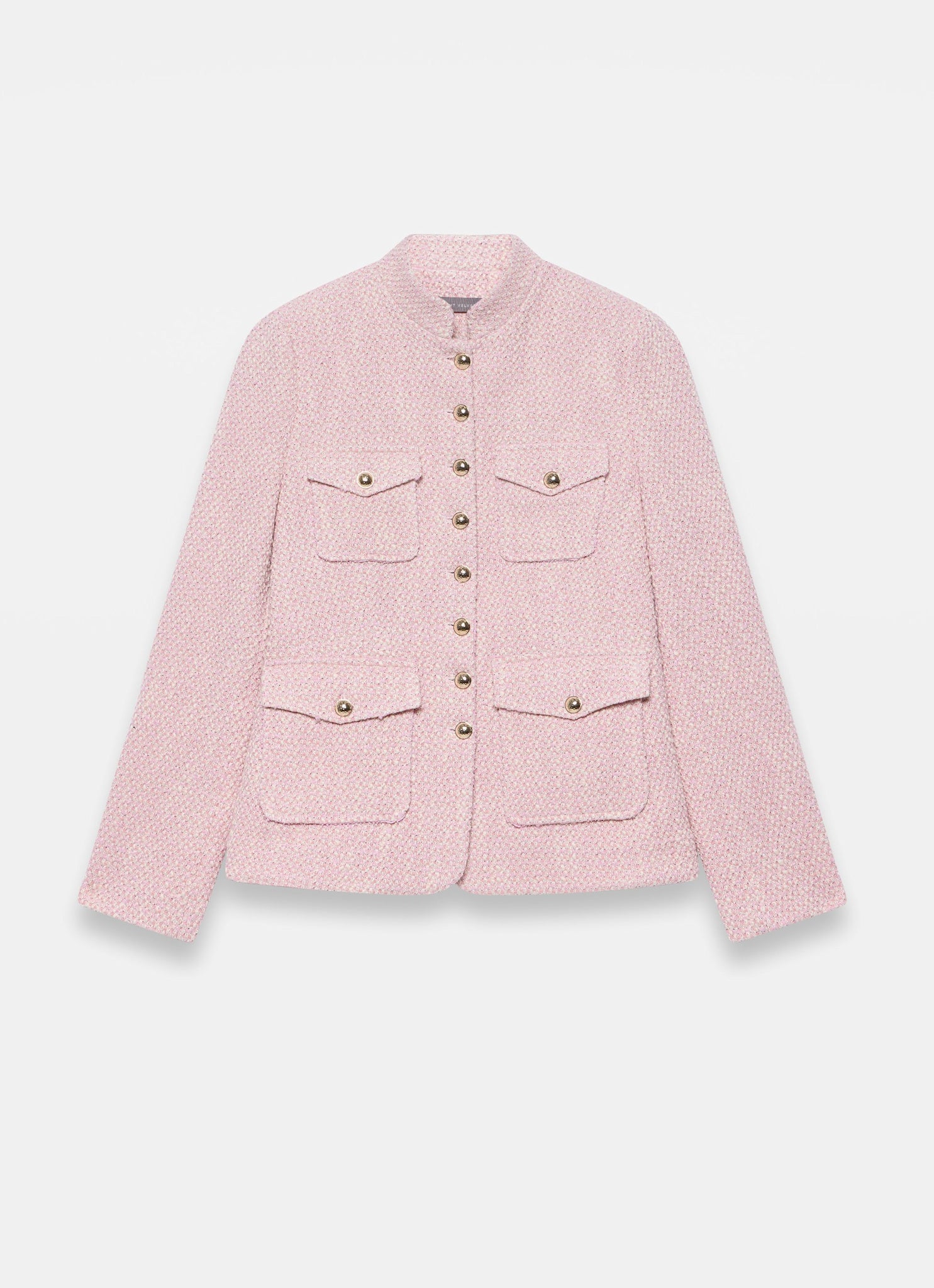 Pink Cotton Blend Boucle Jacket