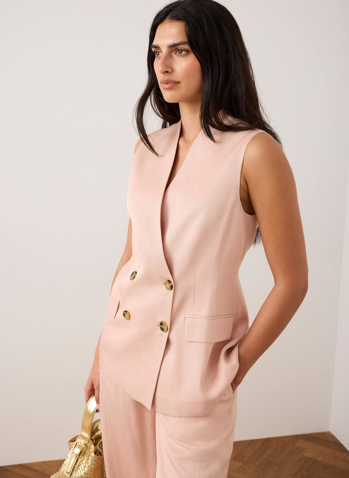 Pink Tailored Longline Waistcoat