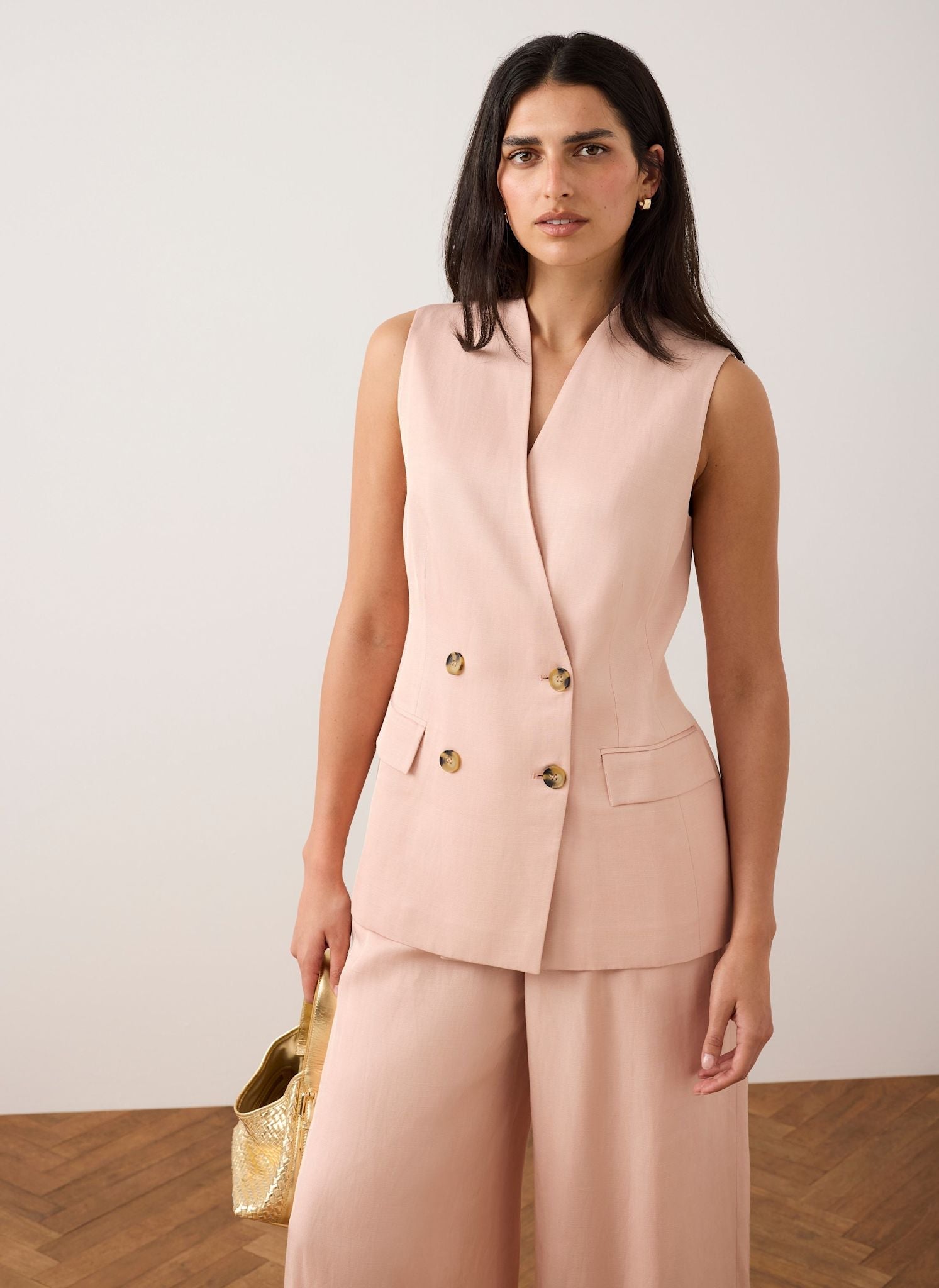 Pink Tailored Longline Waistcoat