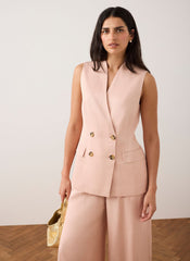 Pink Tailored Longline Waistcoat