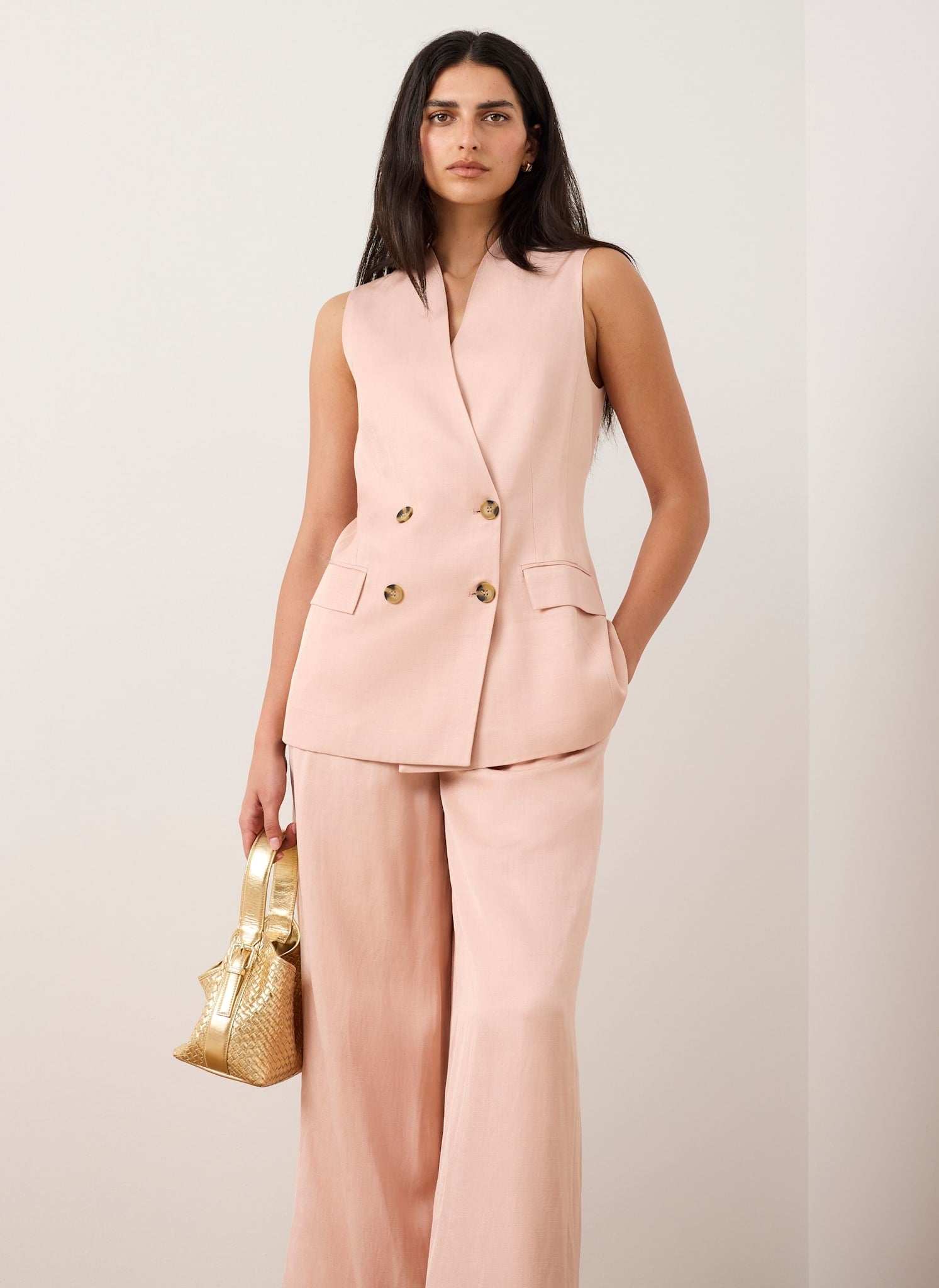 Pink Tailored Longline Waistcoat