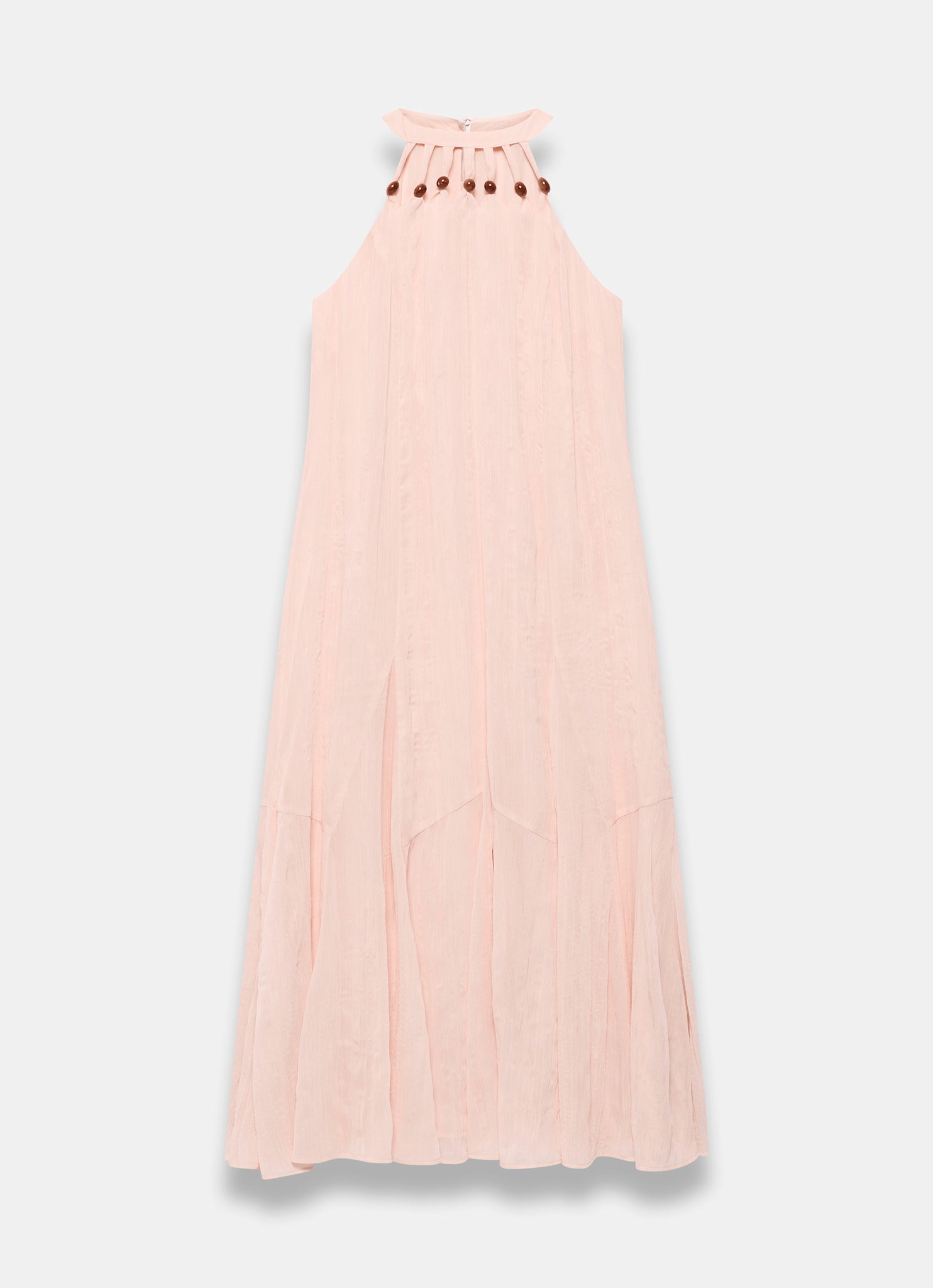 Pink Beaded Halter Maxi Dress