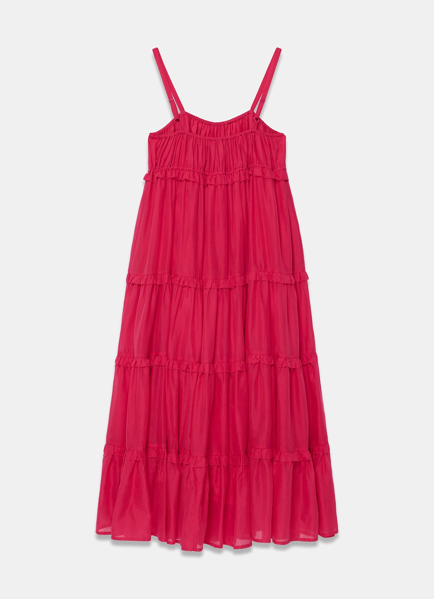 Pink Cotton Blend Tiered Maxi Dress