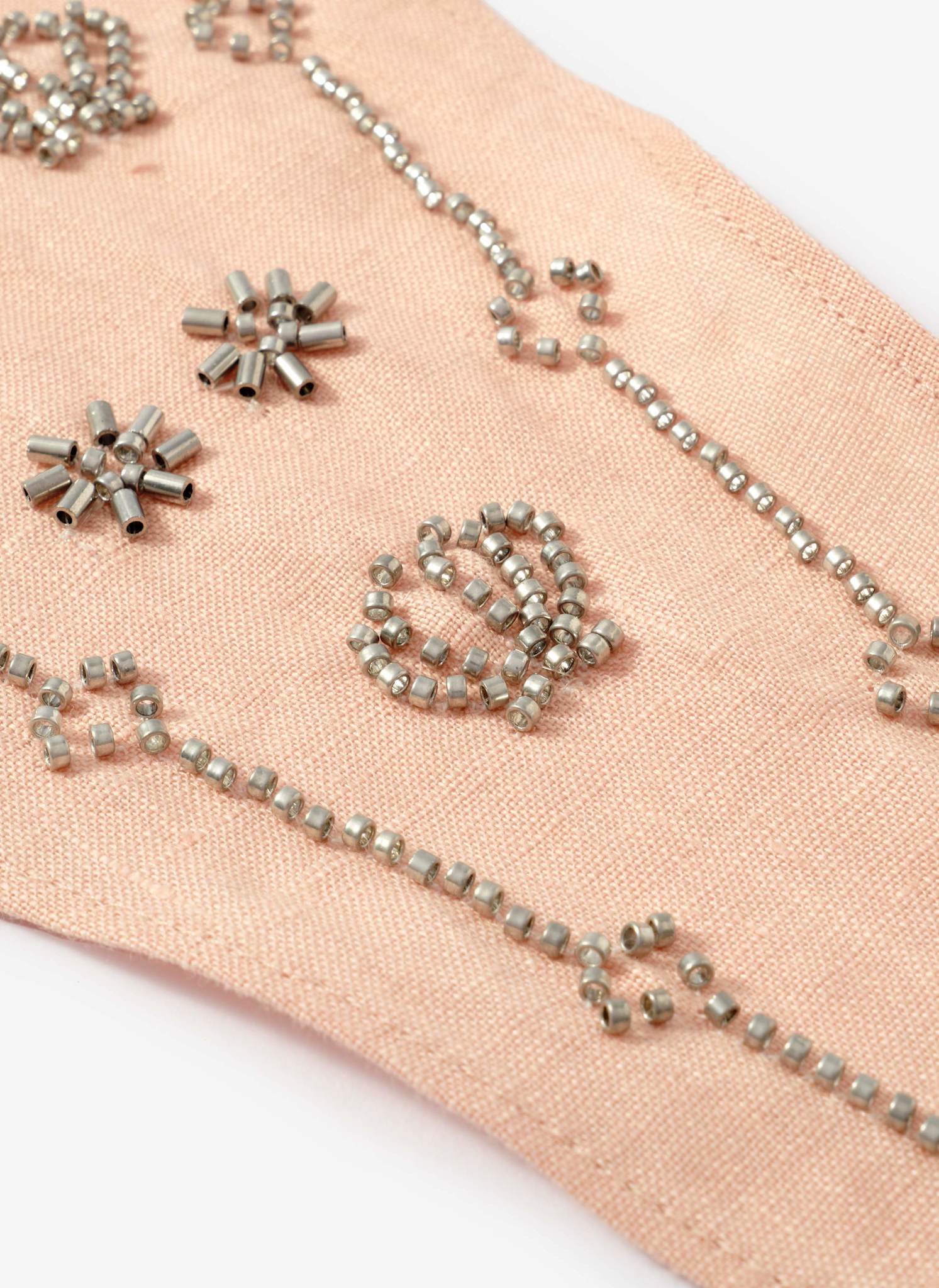 Pink Linen Embellished Neck Scarf