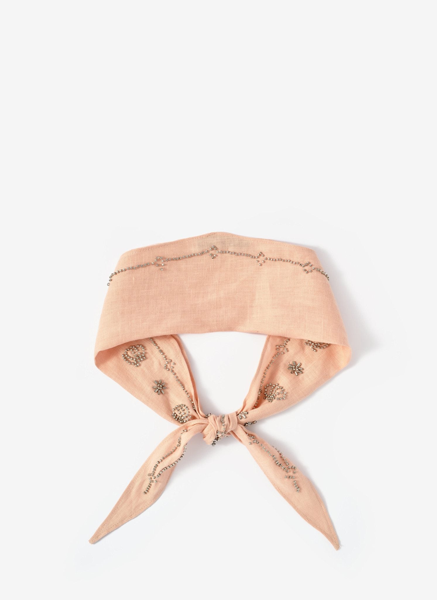Pink Linen Embellished Neck Scarf