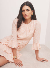 Pink Floral Print Ruffle Mini Dress