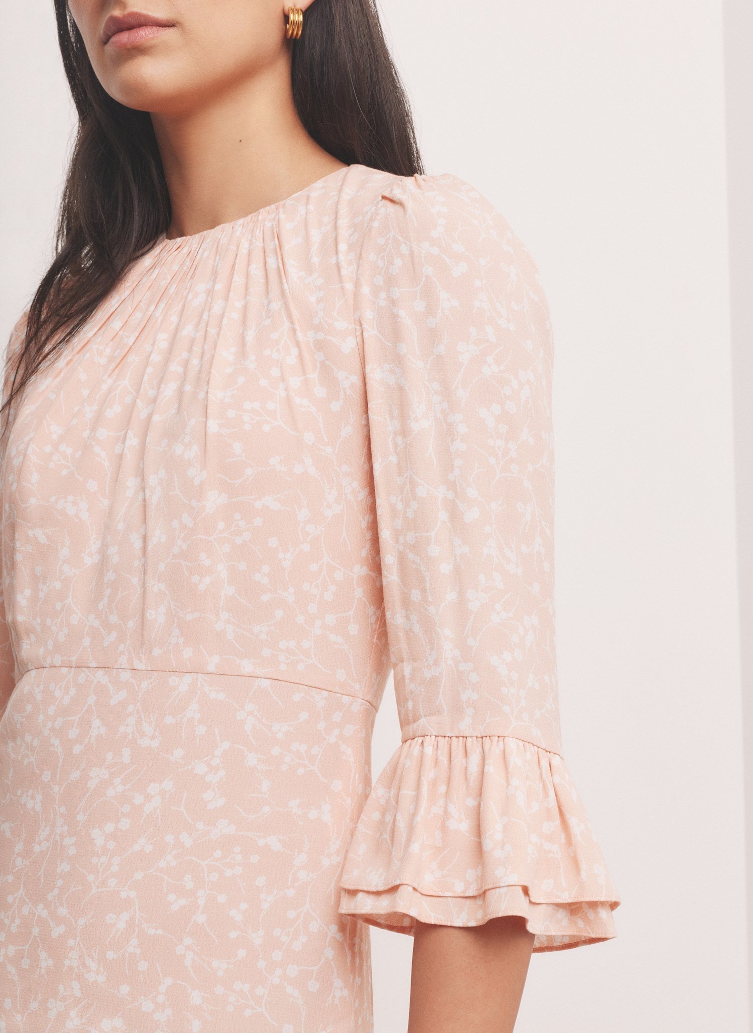 Pink Floral Print Ruffle Mini Dress