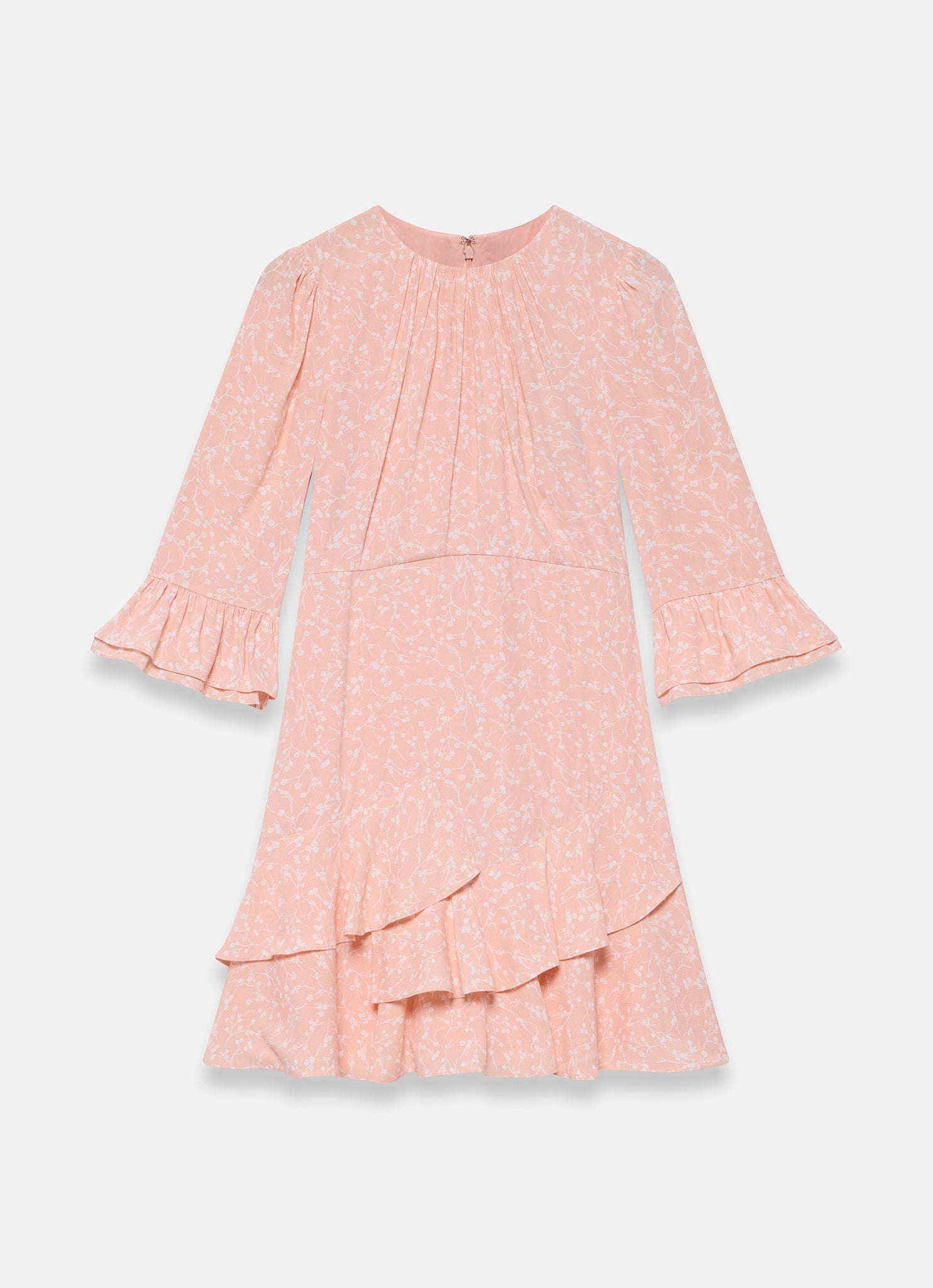 Pink Floral Print Ruffle Mini Dress