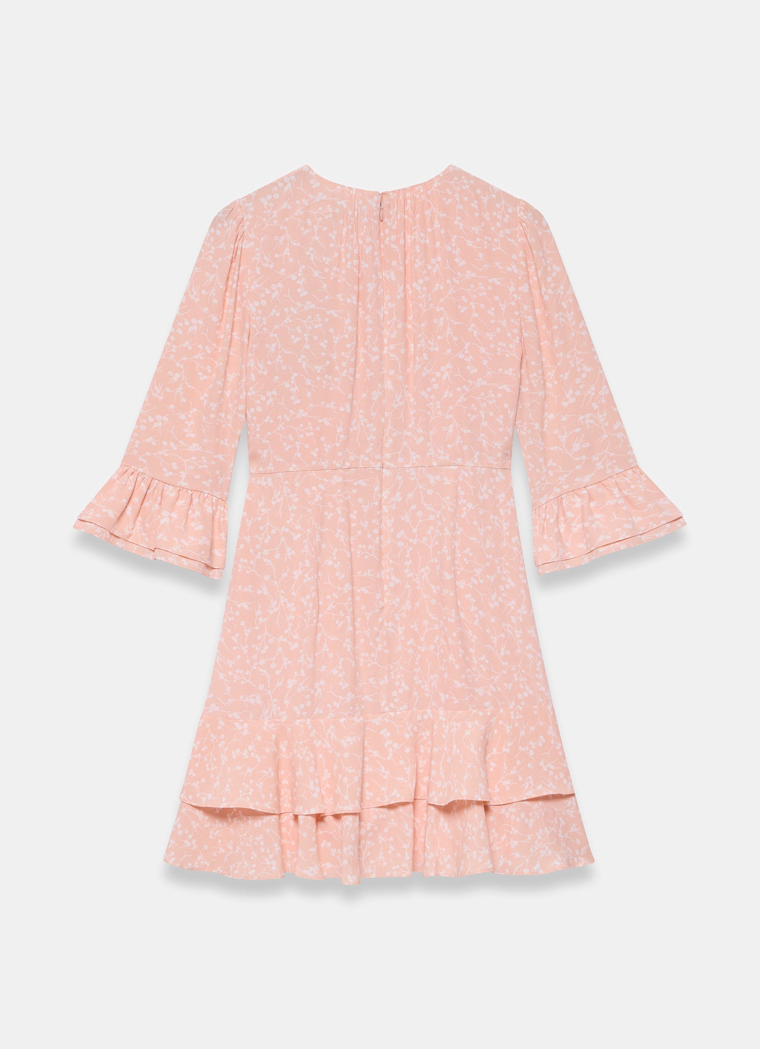 Pink Floral Print Ruffle Mini Dress