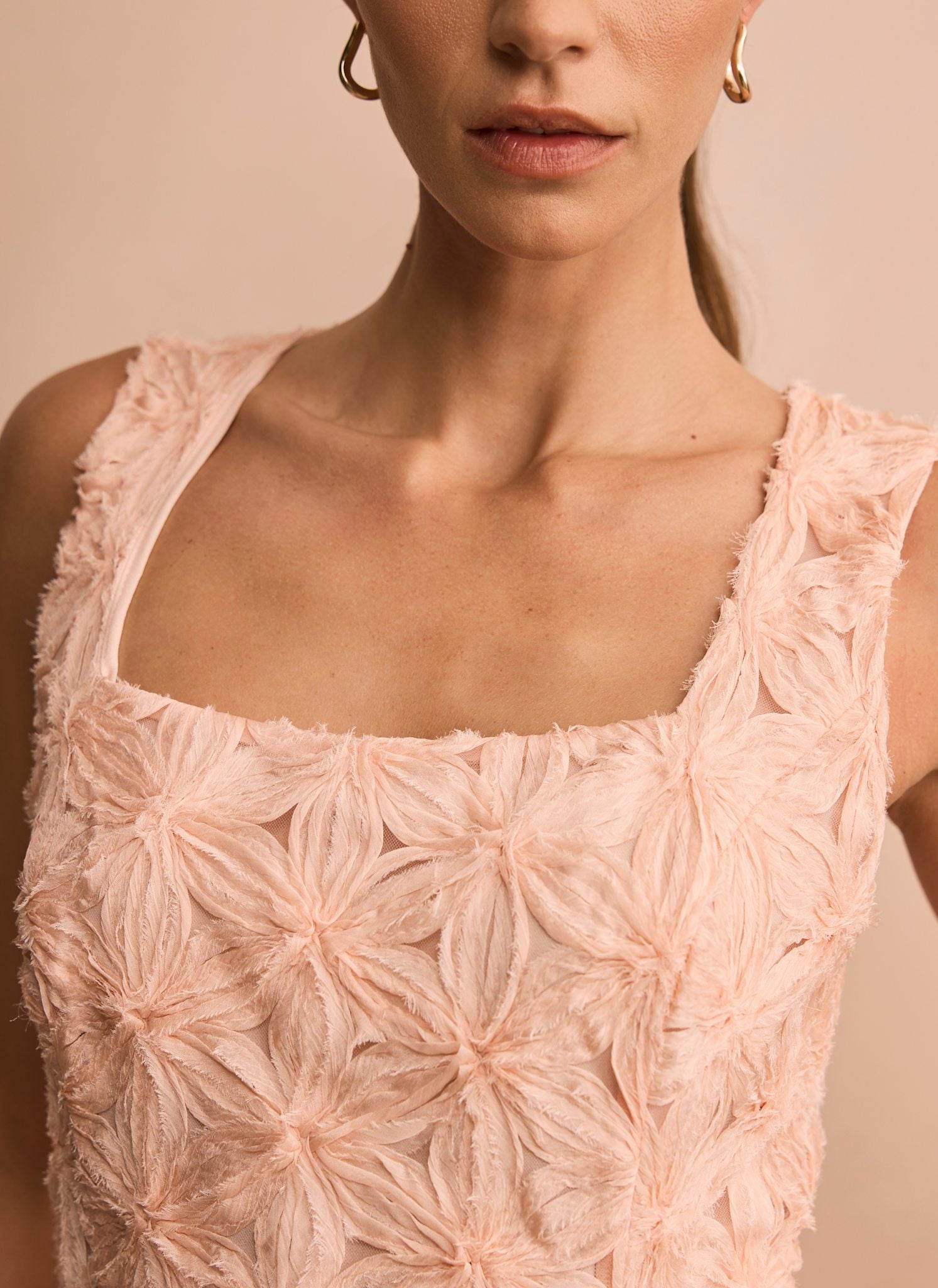 Pink Floral Texture Maxi Dress