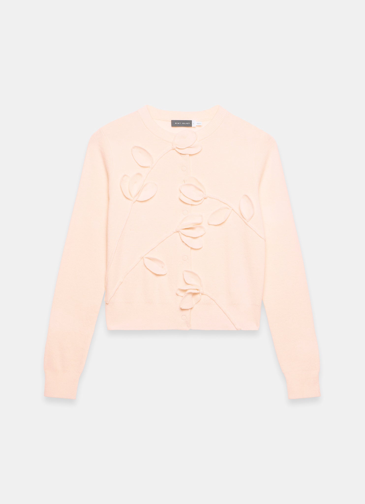 Pink Floral Applique Popper Cardigan
