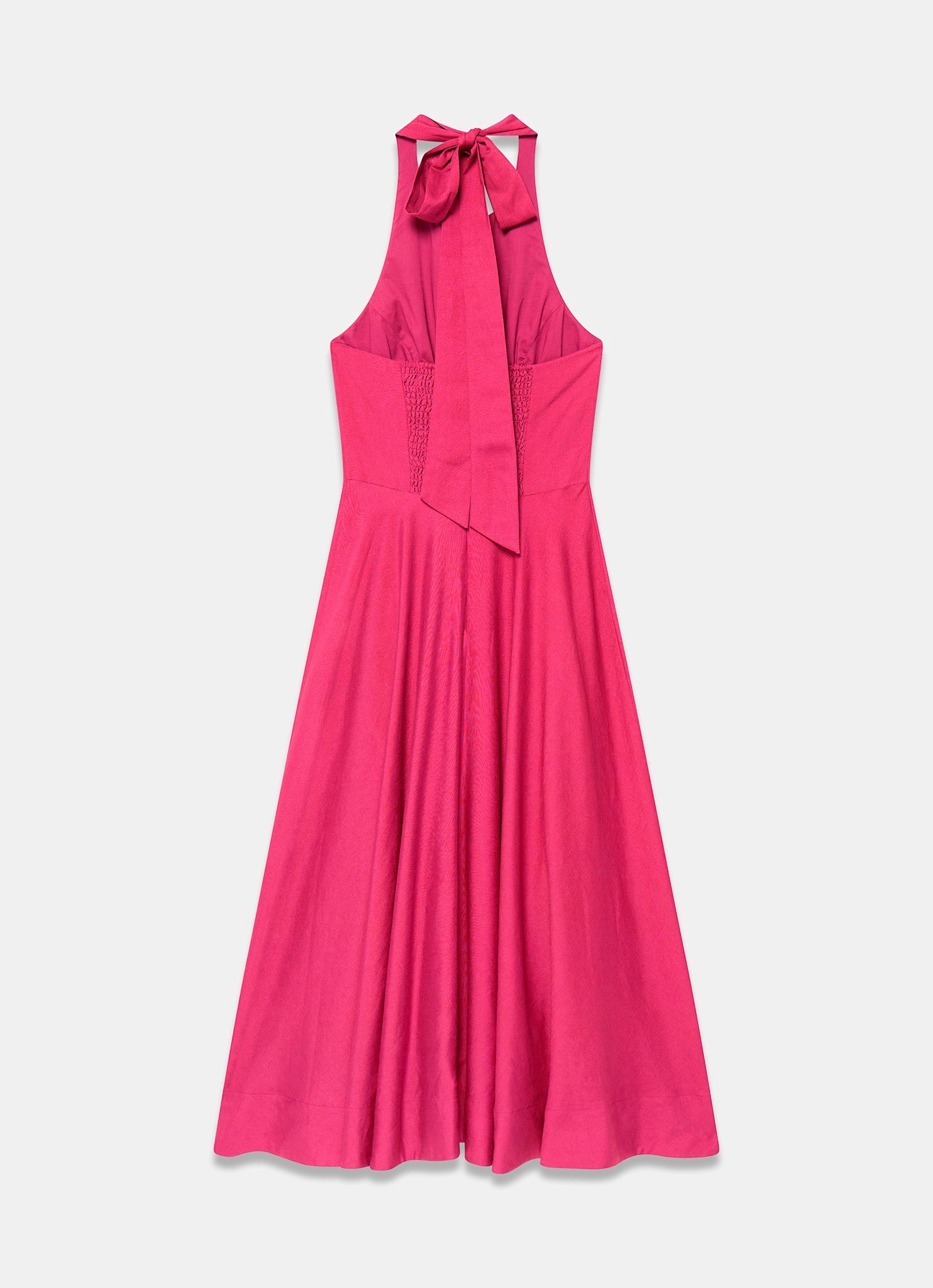 Pink Linen Blend Halter Midi Dress