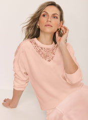Pink Lace Detail Sweatshirt