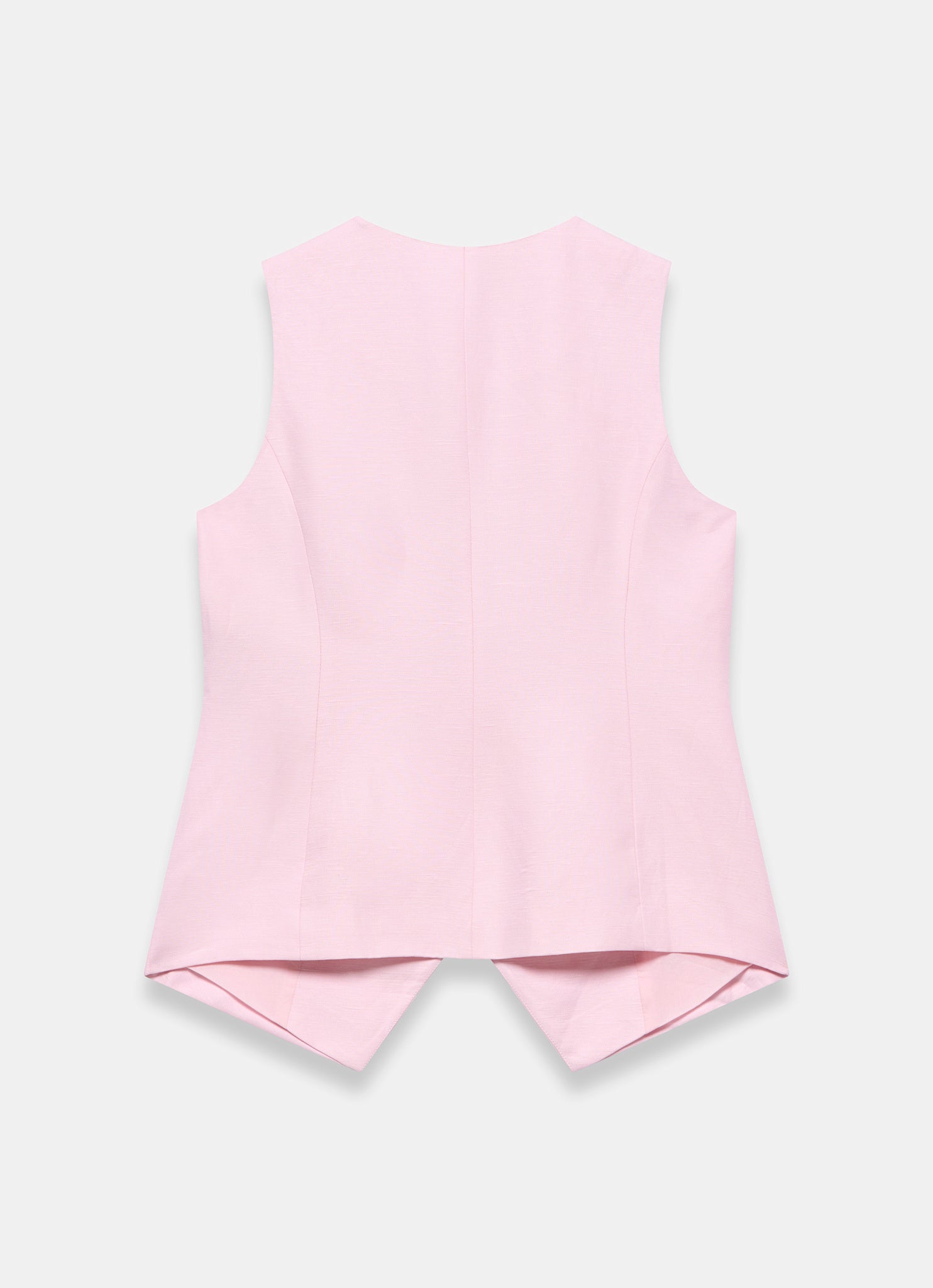 Pink Linen Blend Asymmetric Waistcoat
