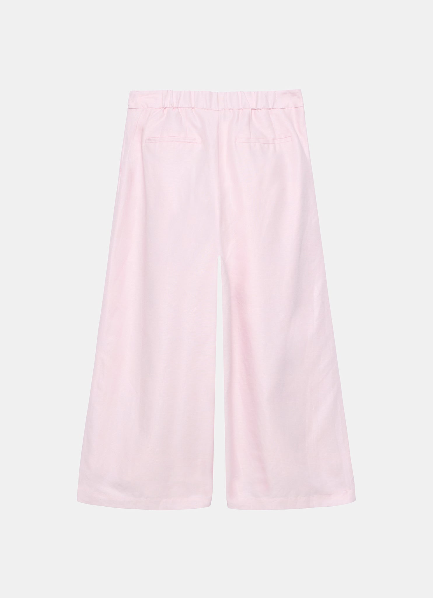 Pink Linen Blend Cropped Trousers