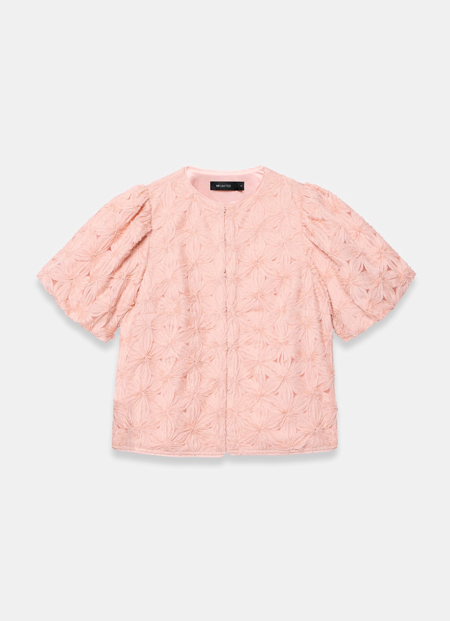 Pink Textured Puff Sleeve Blouse