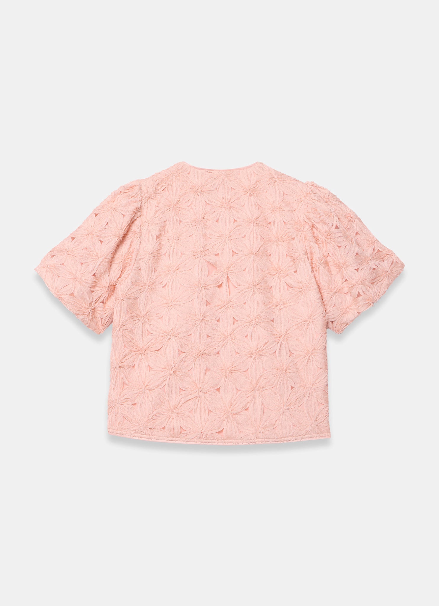 Pink Textured Puff Sleeve Blouse