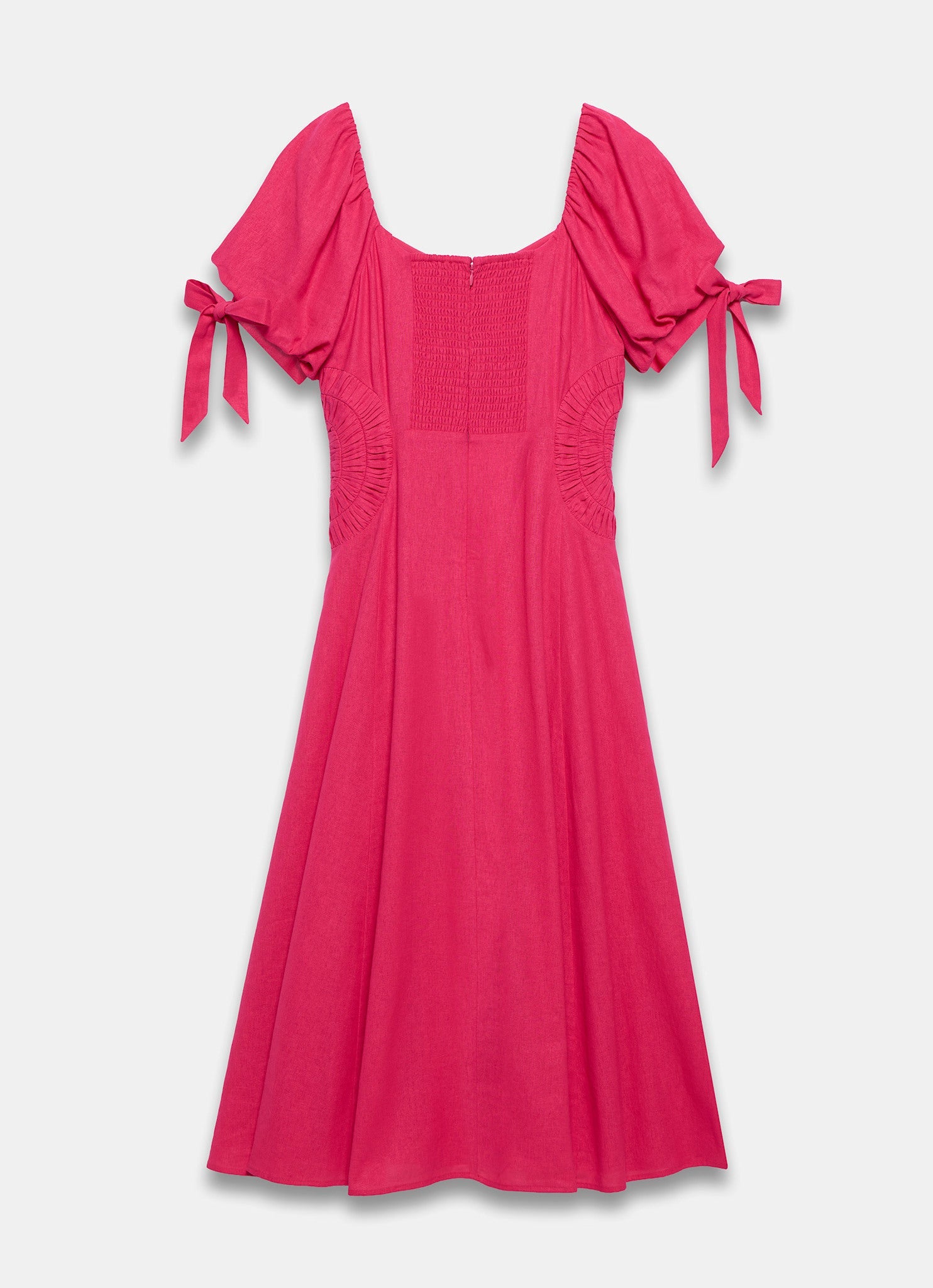 Pink Linen Blend Tie Detail Maxi Dress