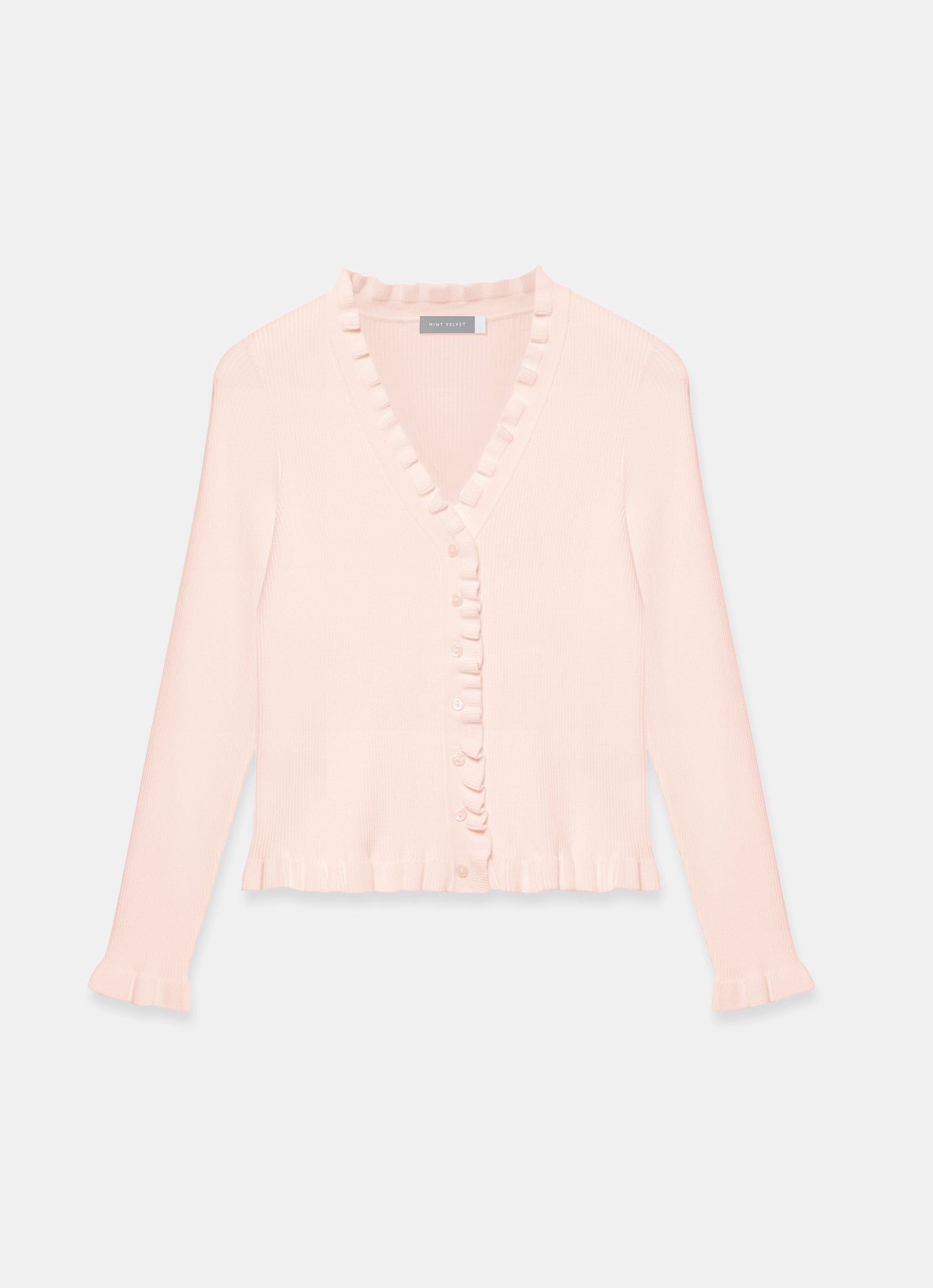 Pink Ruffle Detail Cardigan