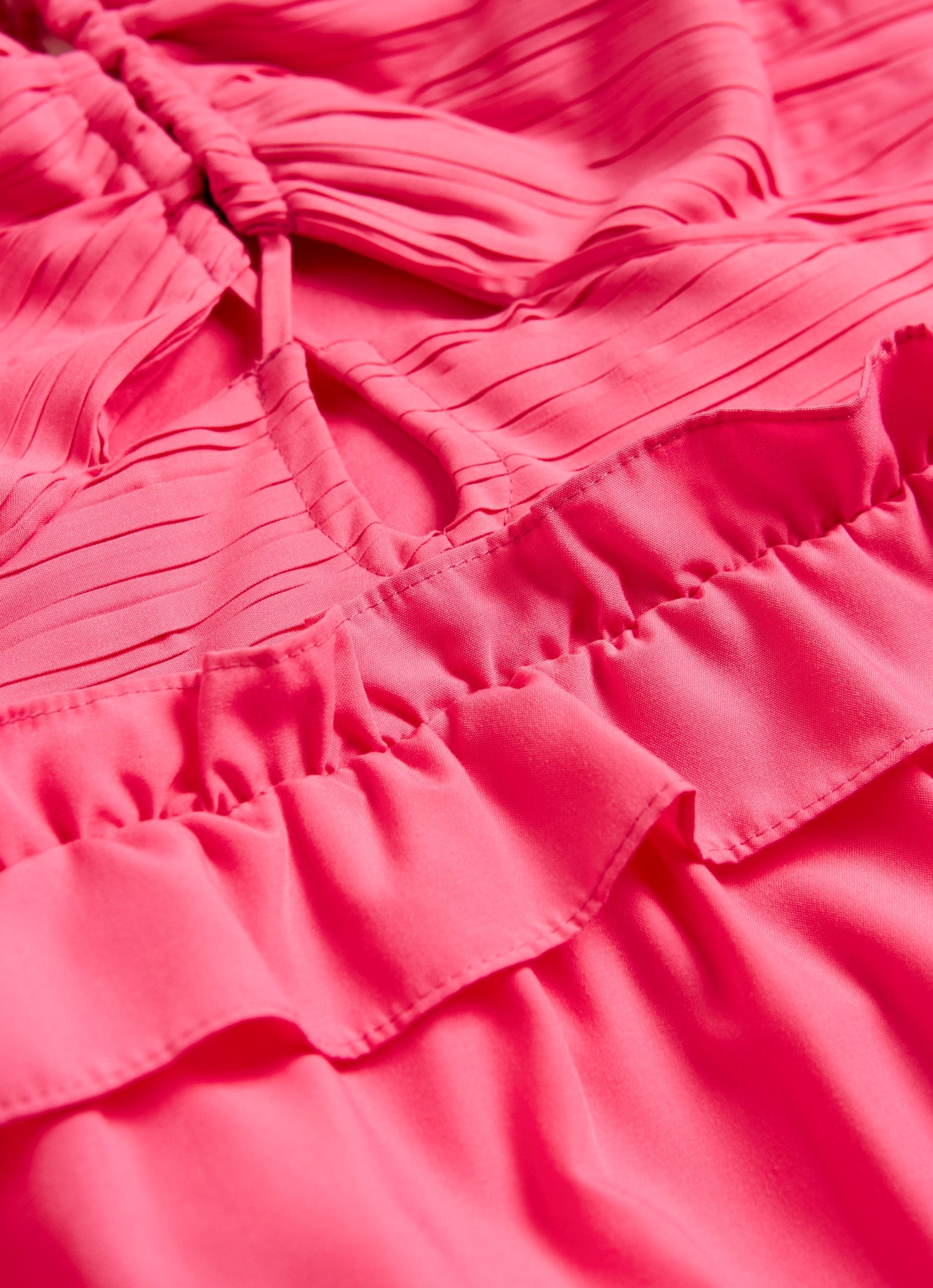 Pink Ruffle Halter Midi Dress