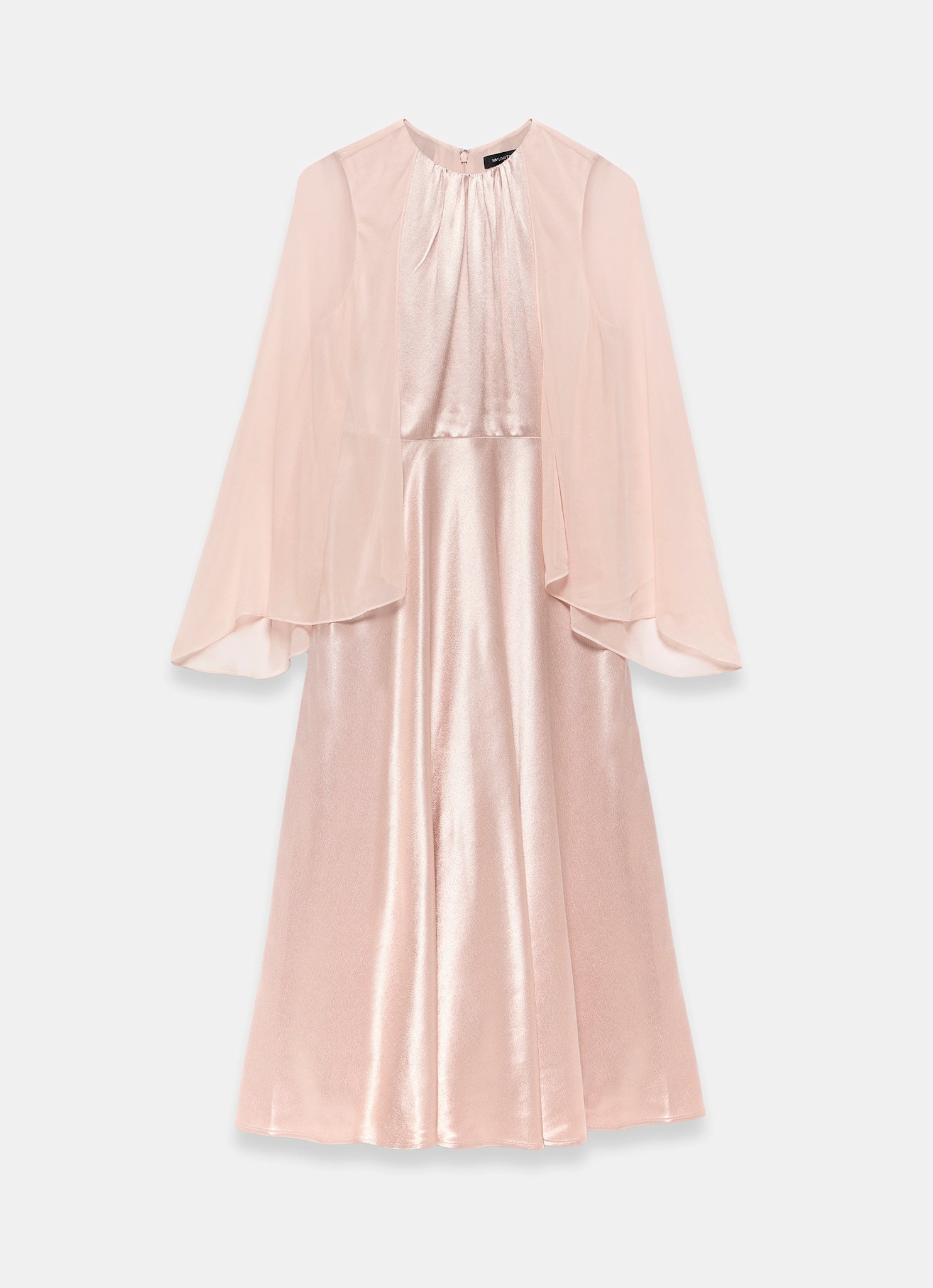 Pink Satin Cape Maxi Dress