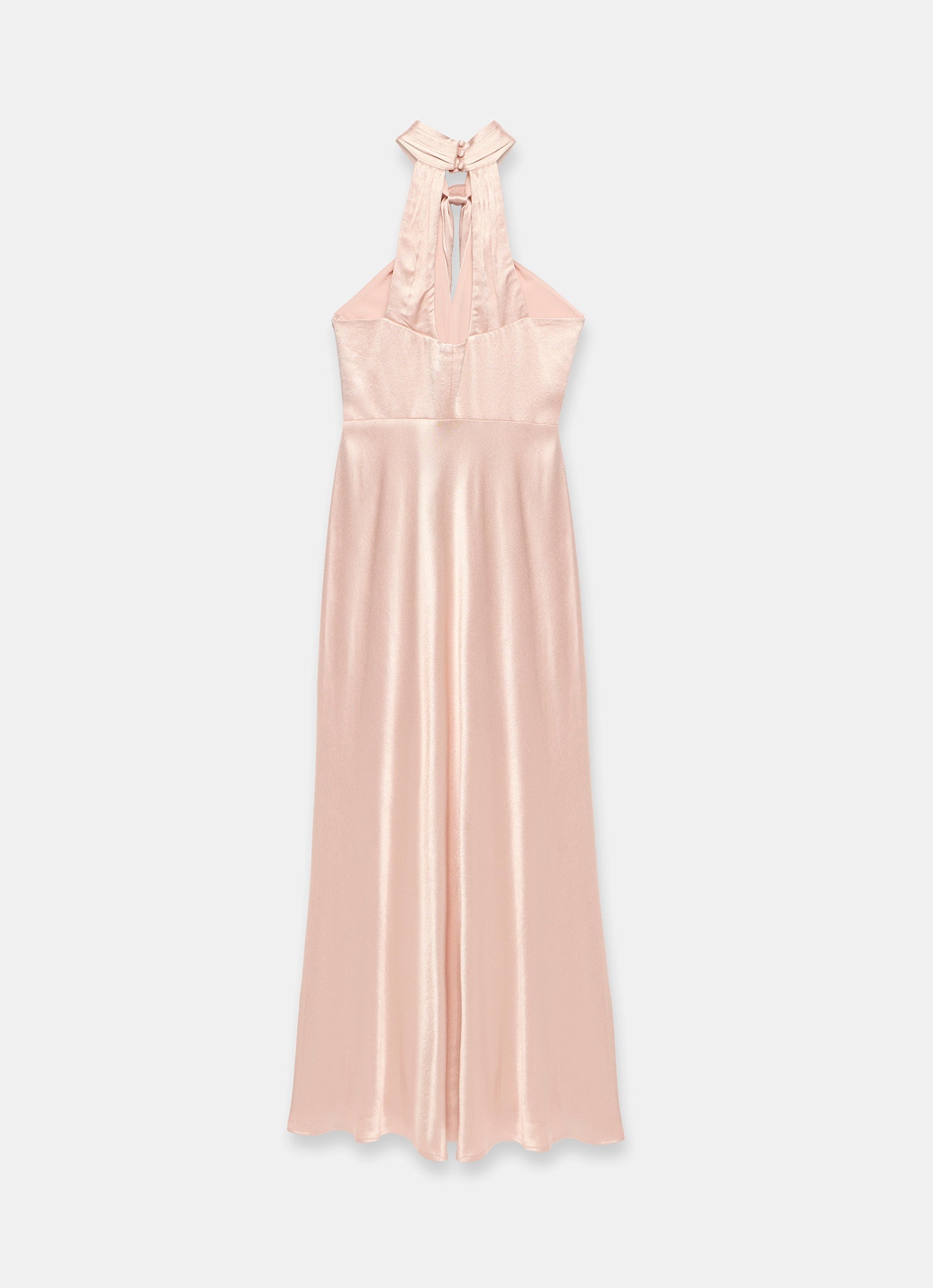Pink Satin Halter Maxi Dress