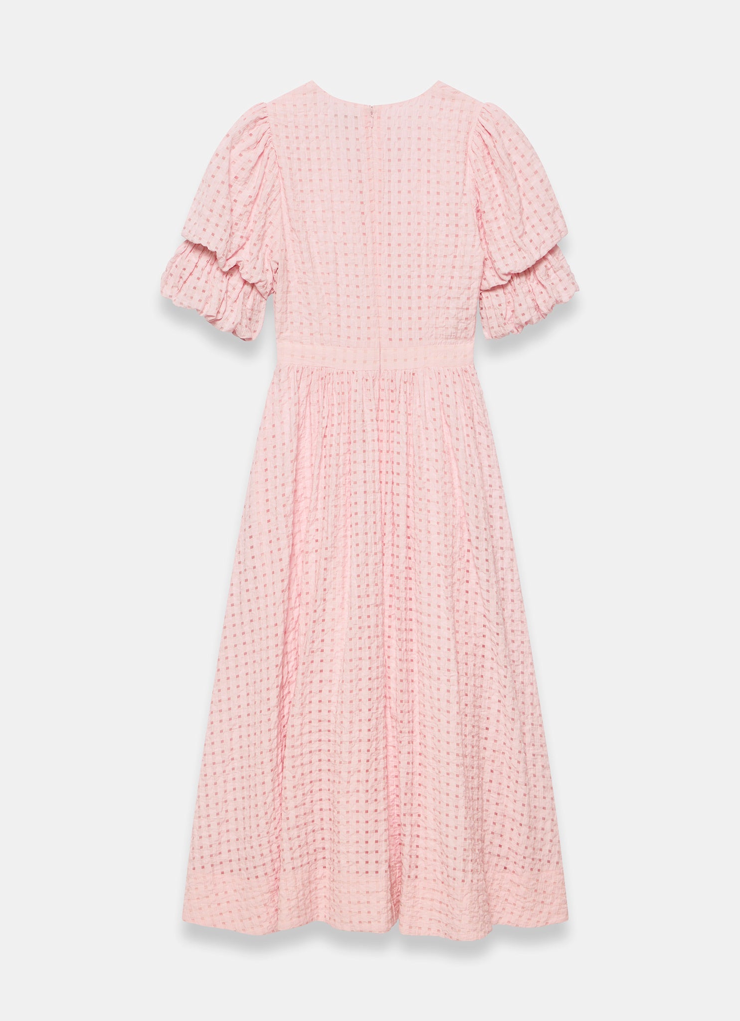 Pink Checked Midi Dress