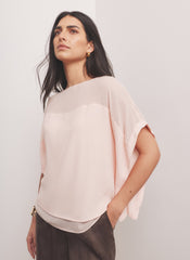 Pink Sheer Panel Top