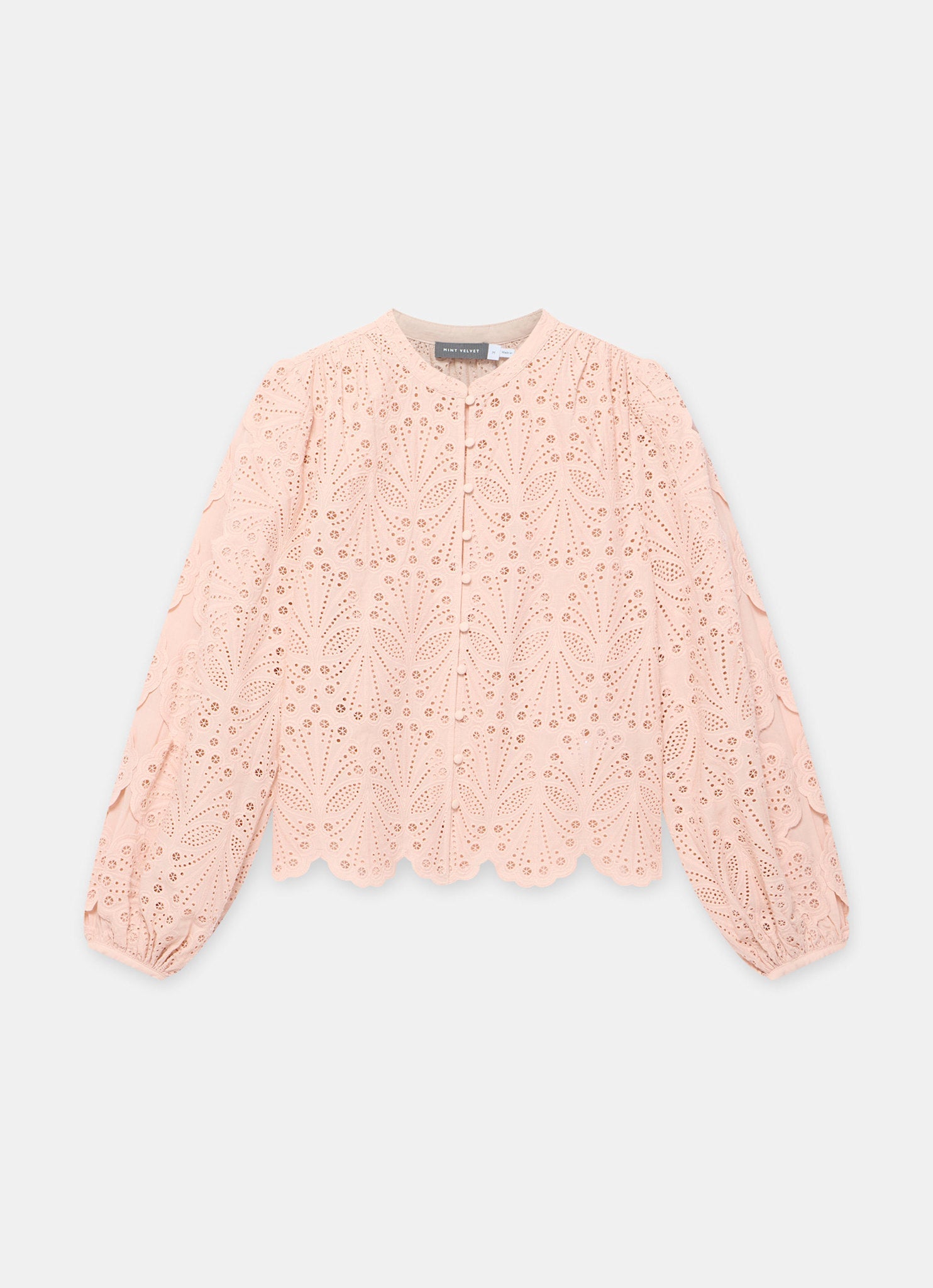 Pink Cotton Broderie Detail Blouse