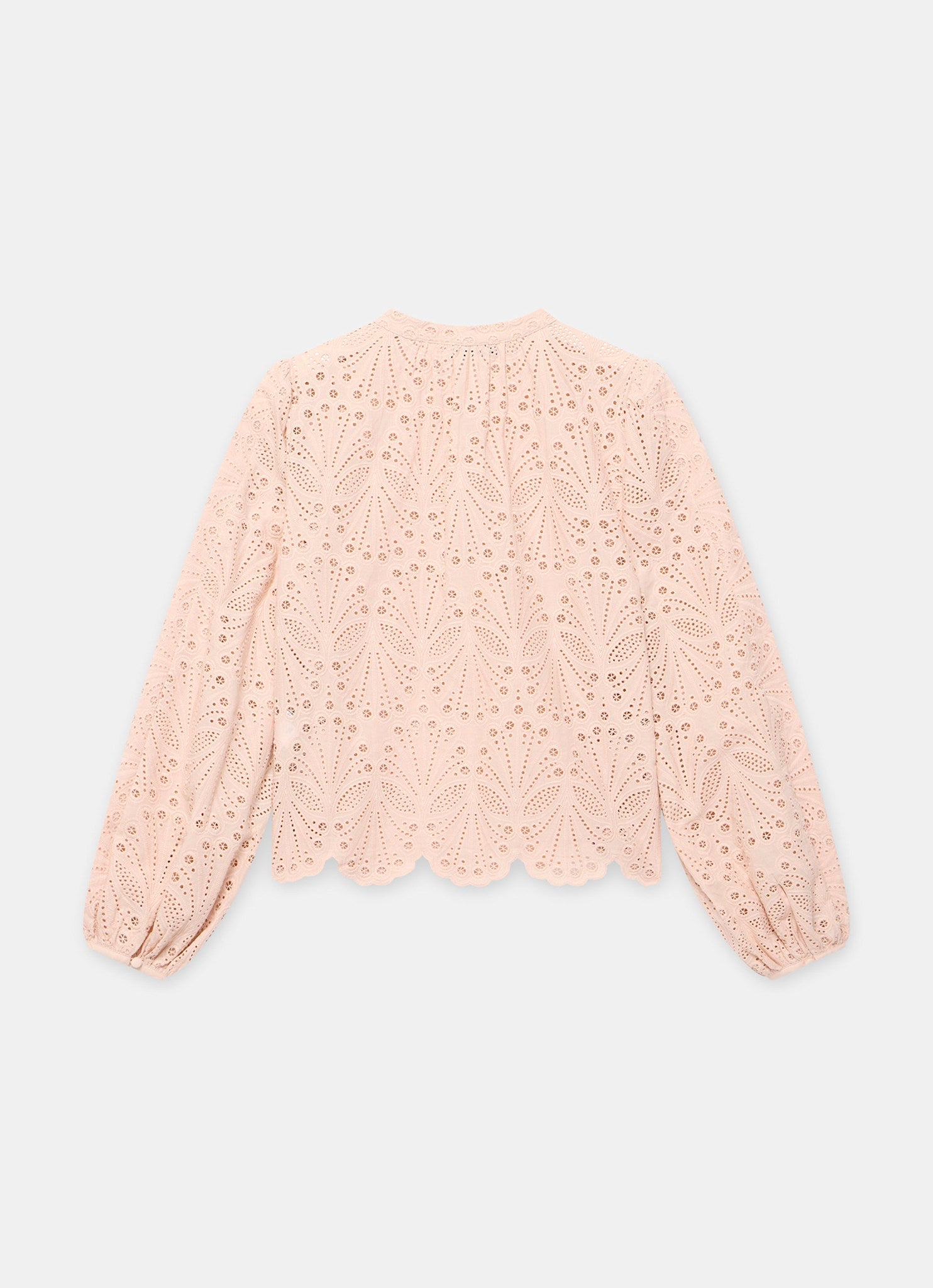Pink Cotton Broderie Detail Blouse