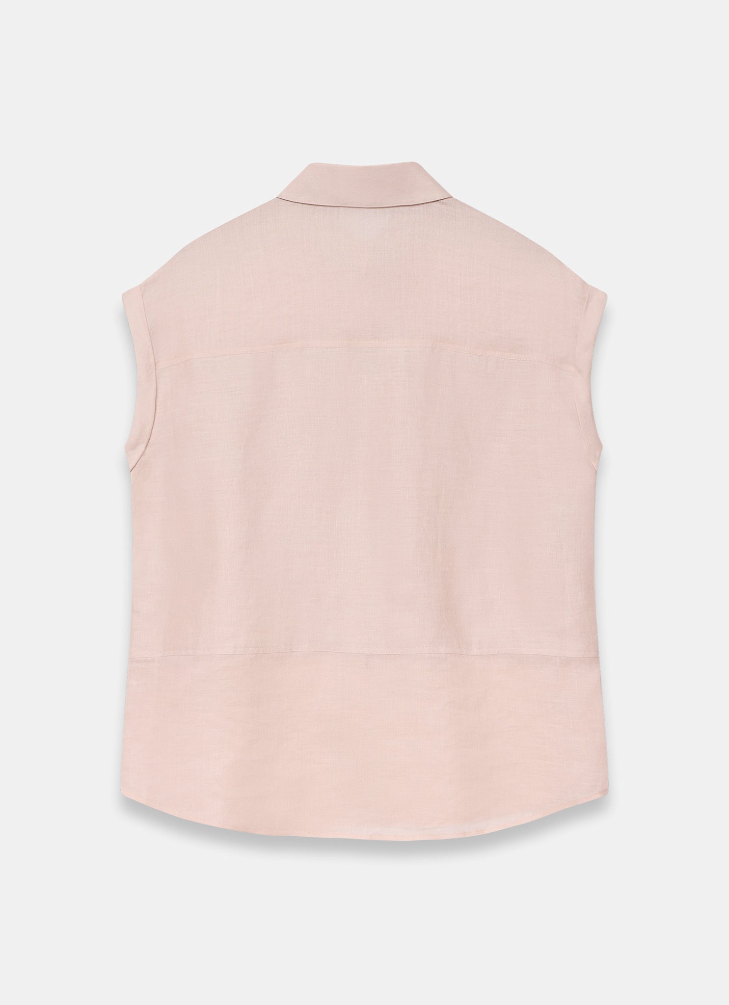 Pink Linen Blend Sheer Panel Shirt