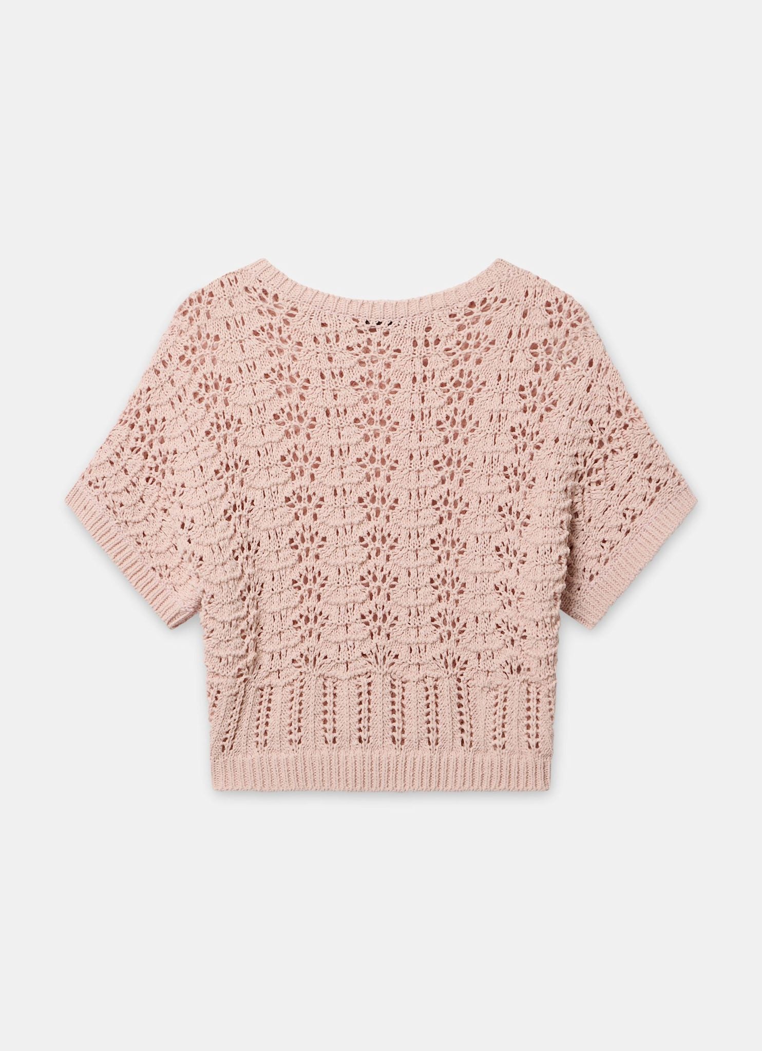 Pink Open Stitch Batwing Top