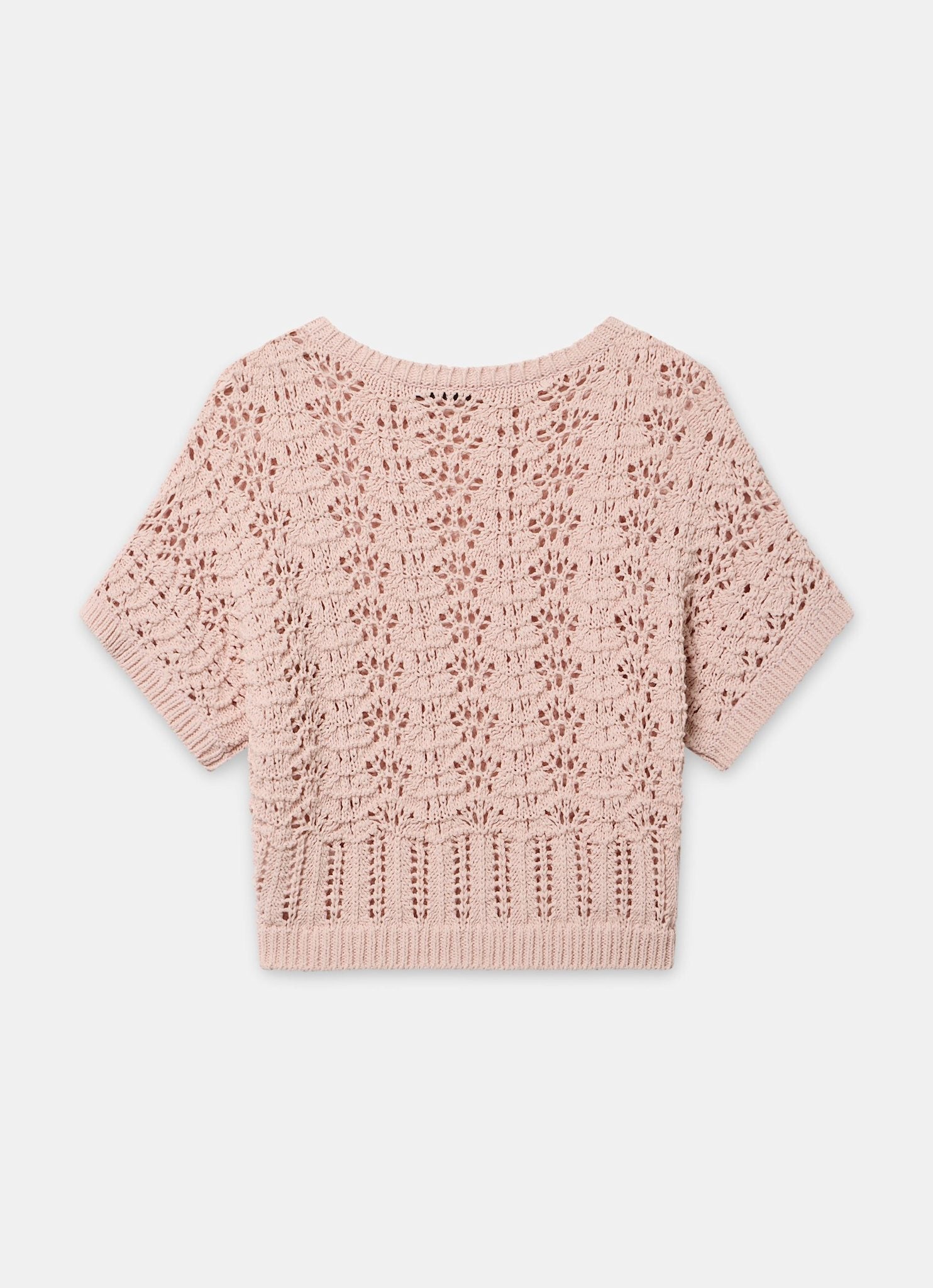 Pink Open Stitch Batwing Top