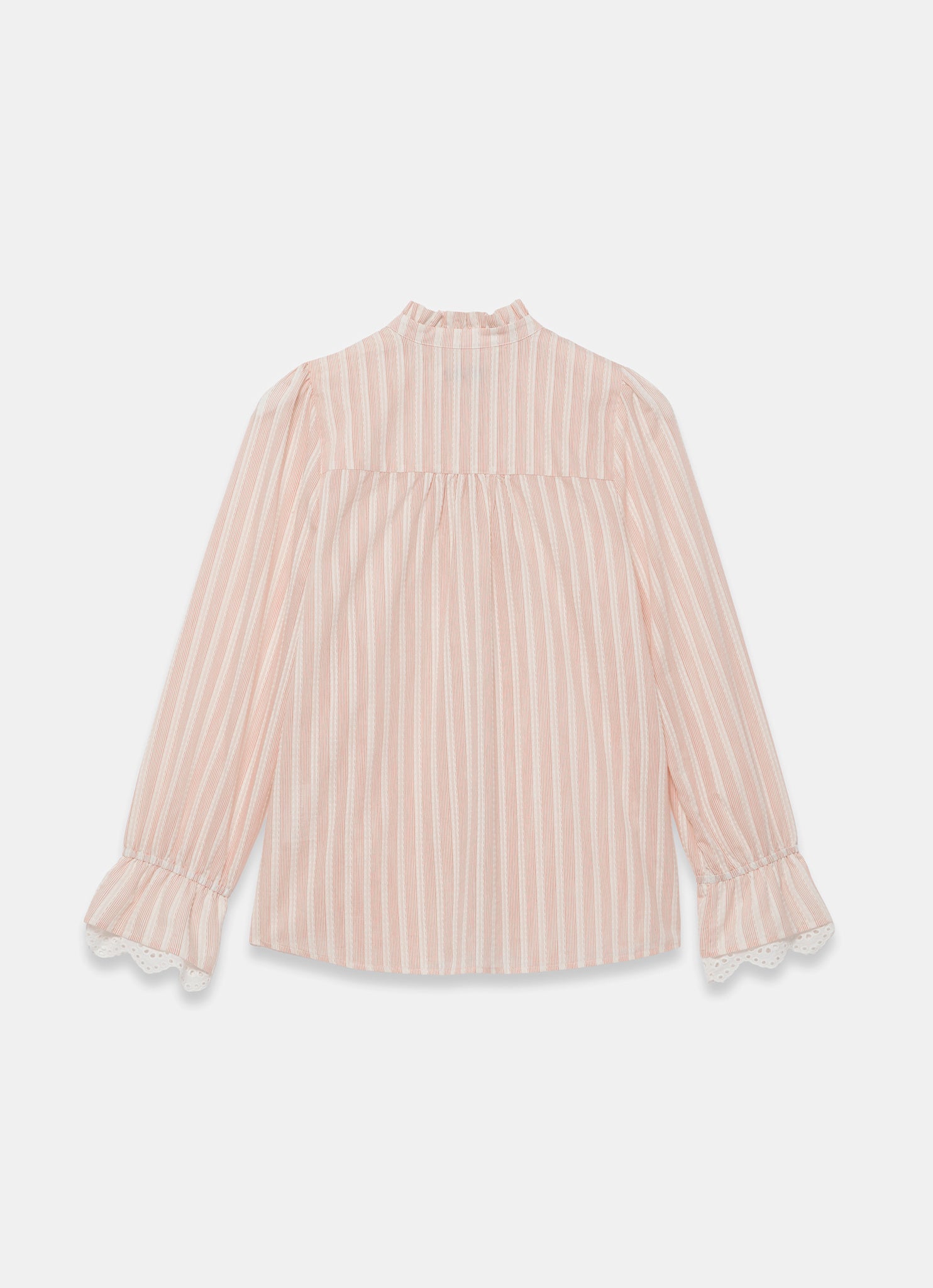 Pink Striped Broderie Trim Blouse
