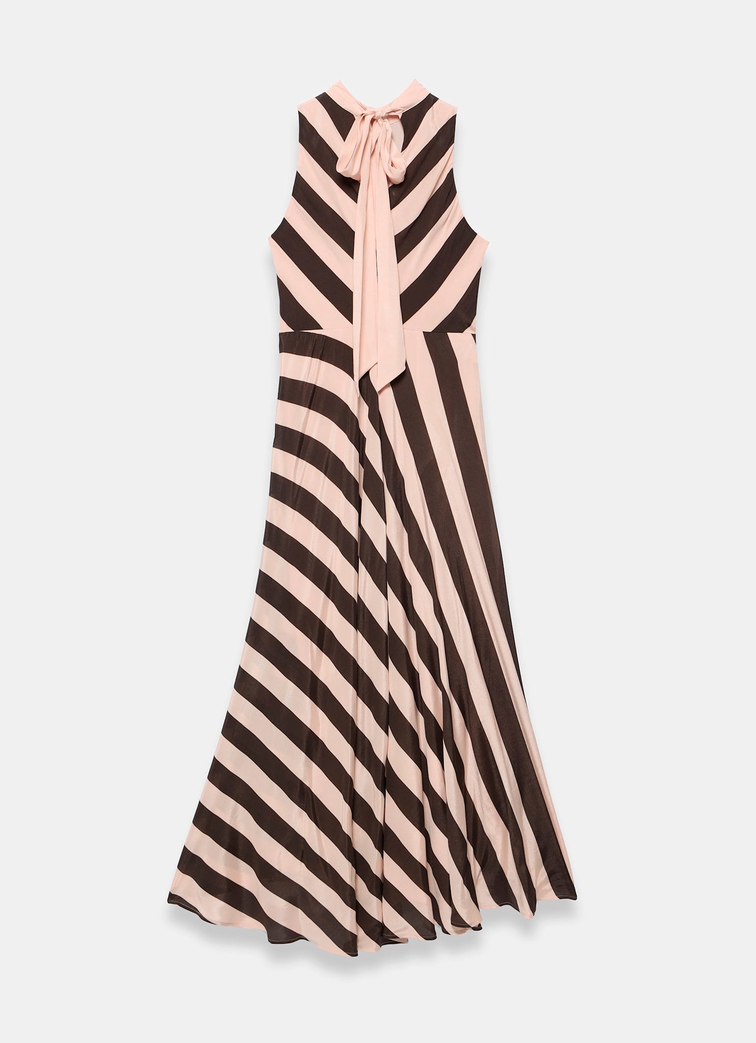 Pink & Brown Striped Halter Maxi Dress