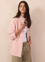 Pink Cotton Utility Denim Shacket