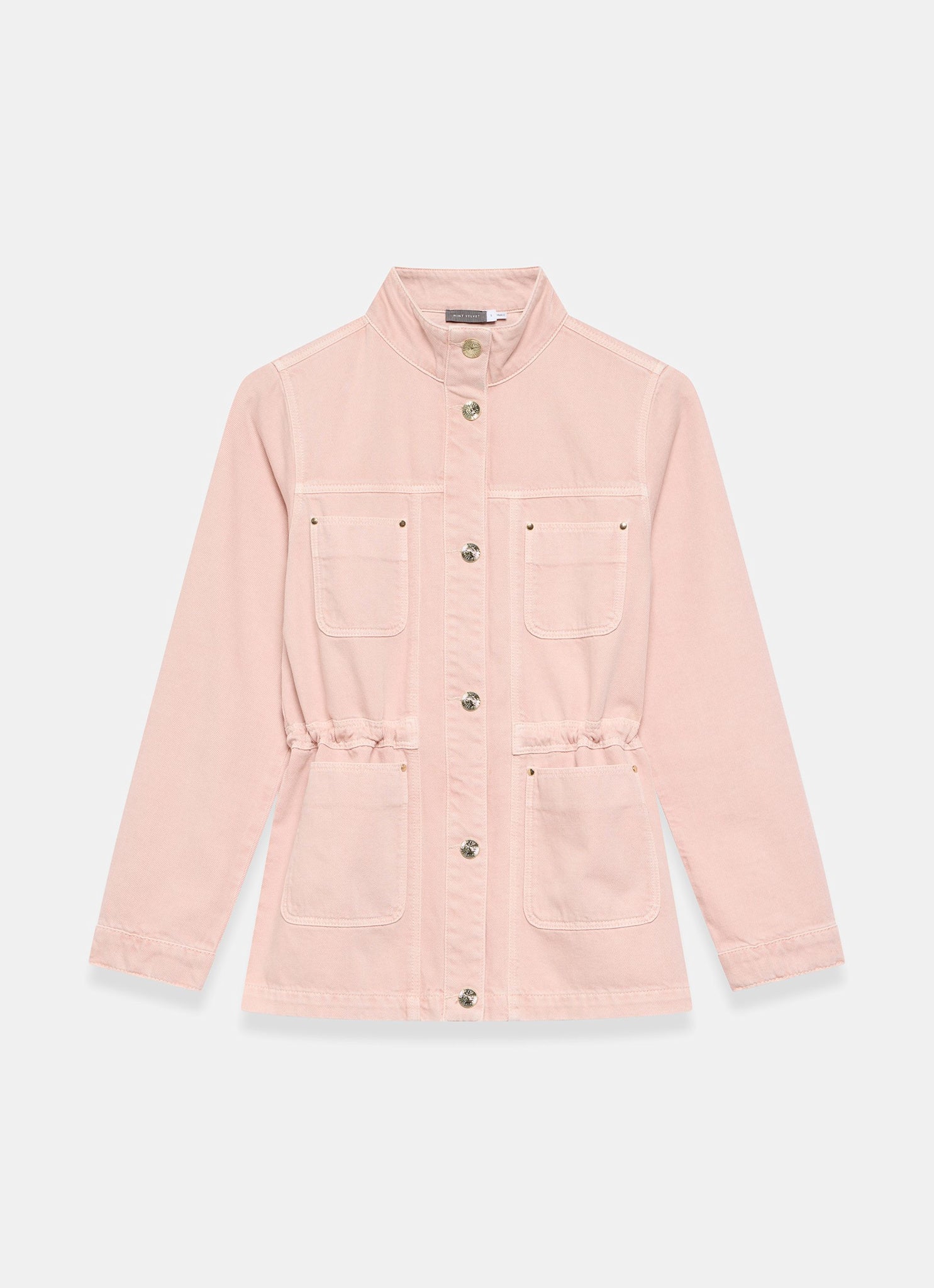 Pink Cotton Utility Denim Shacket