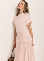 Pink Wool Blend Longline Knit Top