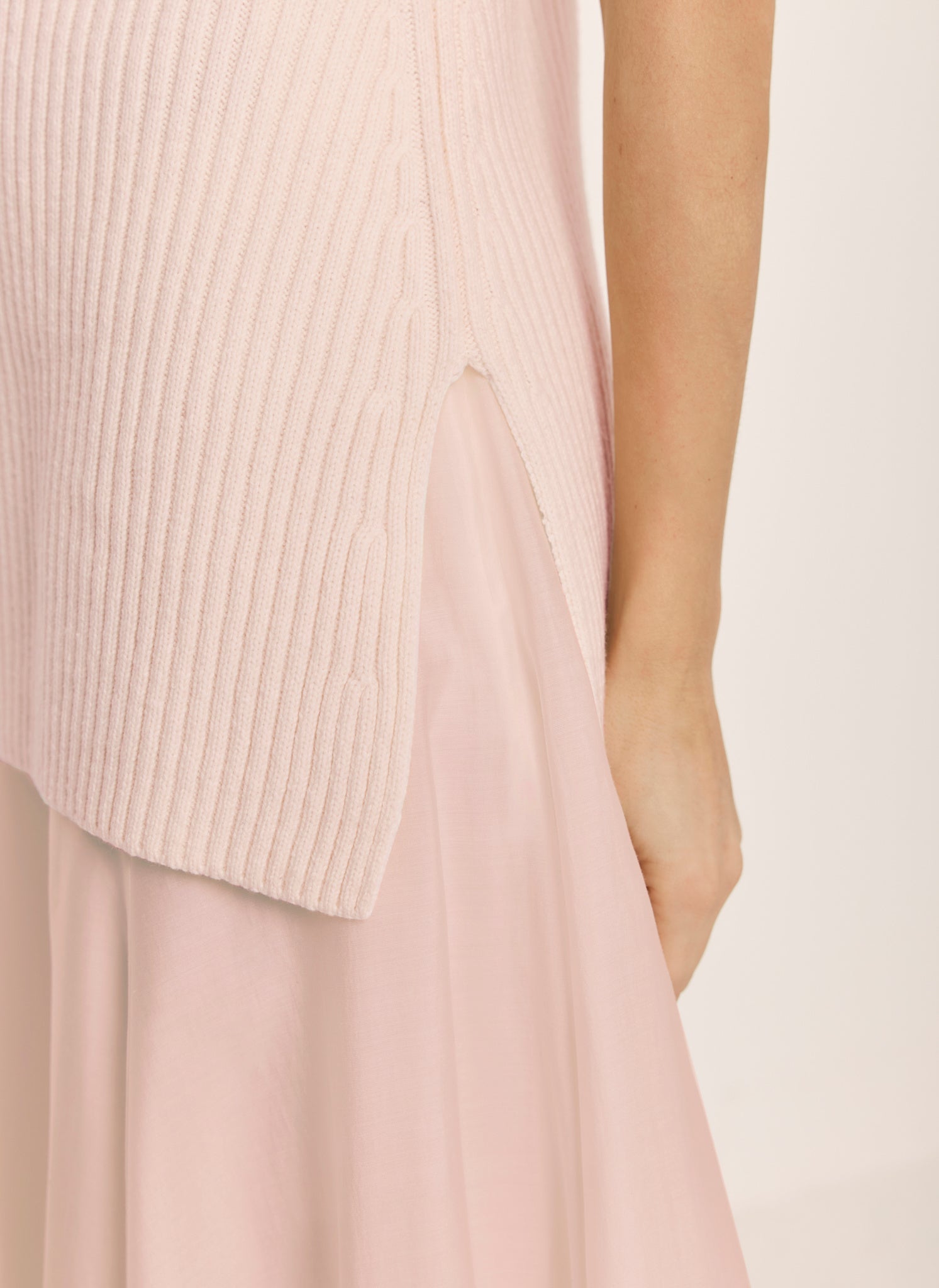 Pink Wool Blend Longline Knit Top