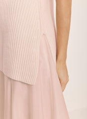 Pink Wool Blend Longline Knit Top