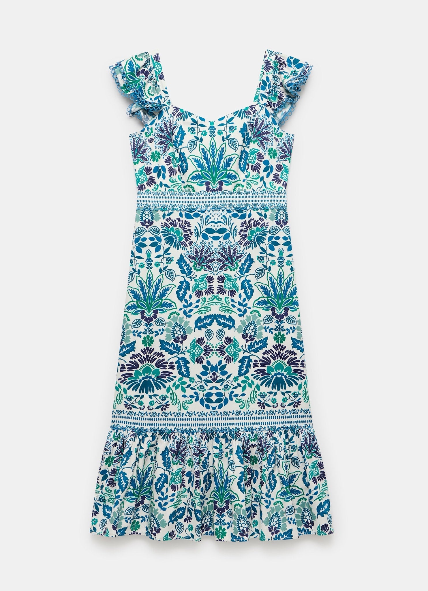 Green Floral Print Midi Dress