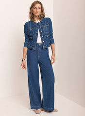 Indigo Plait Detail Denim Jacket