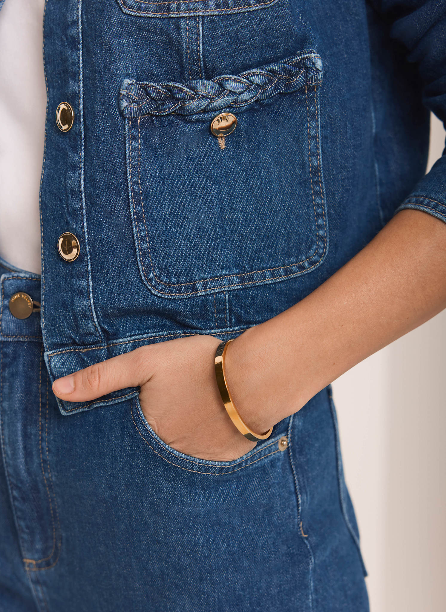 Indigo Plait Detail Denim Jacket