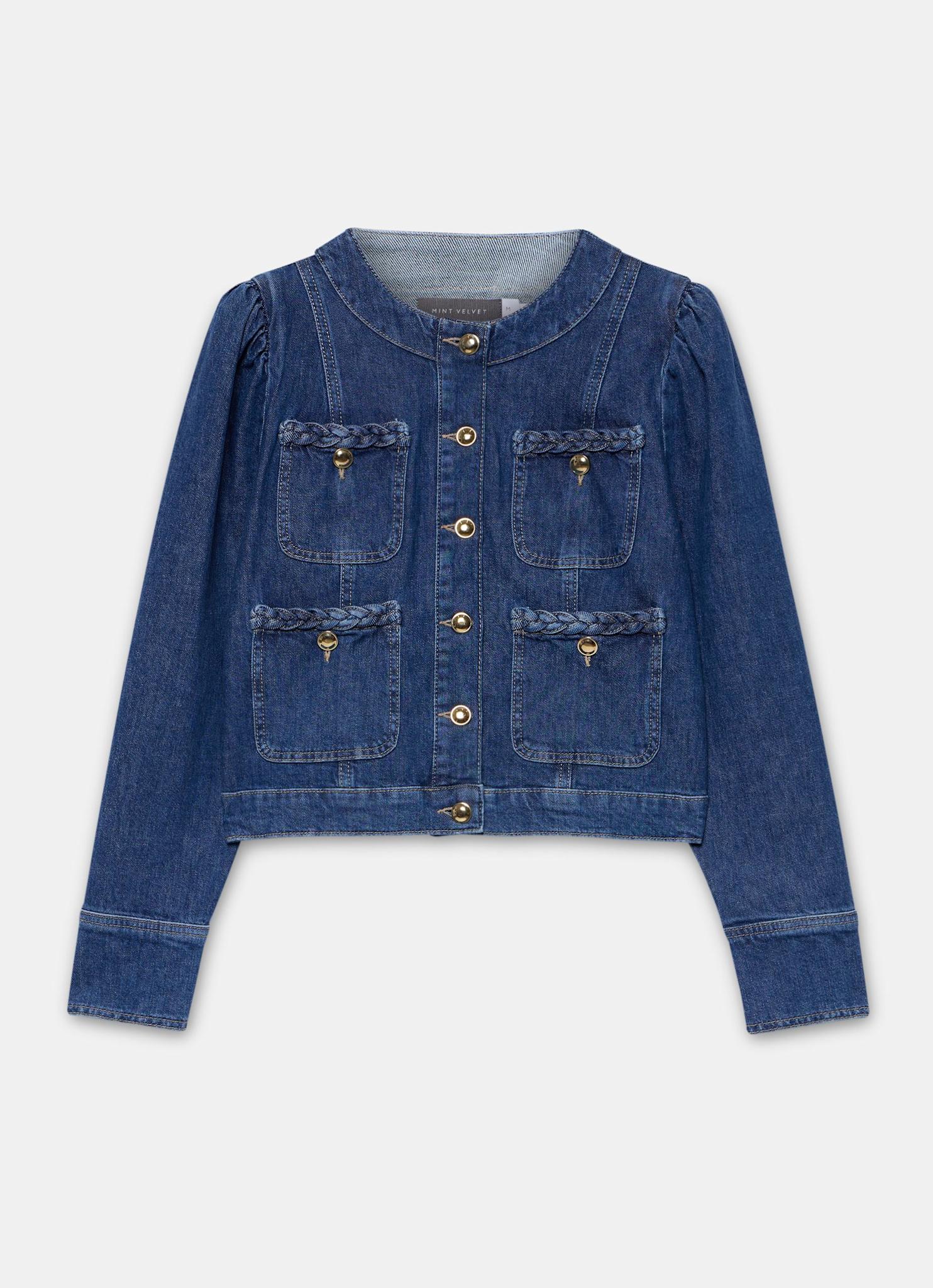 Indigo Plait Detail Denim Jacket